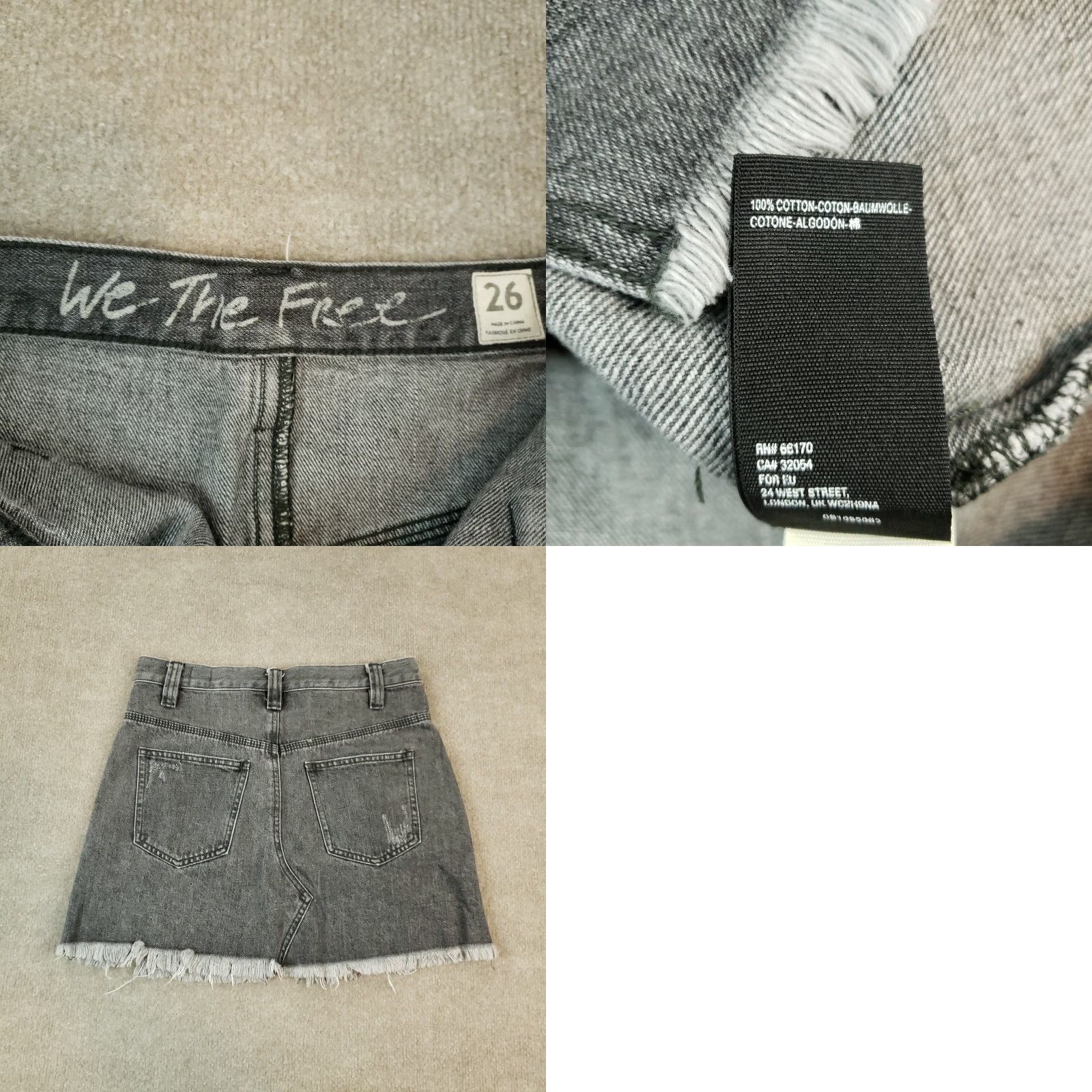 Vintage We The Free High Waisted Gray Denim Skirt Women's Size 26 Short Mini Casual Size 26" / US 2 / IT 38 - 8 Thumbnail