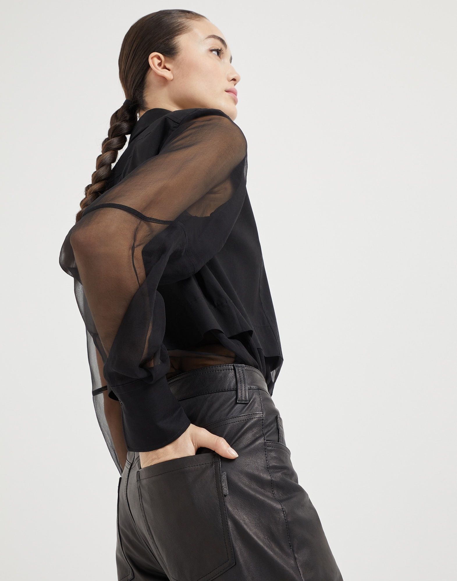 Brunello Cucinelli o1la1rc1a1025 Leather Pants in Black Size 27" / US 4 / IT 40 - 3 Thumbnail