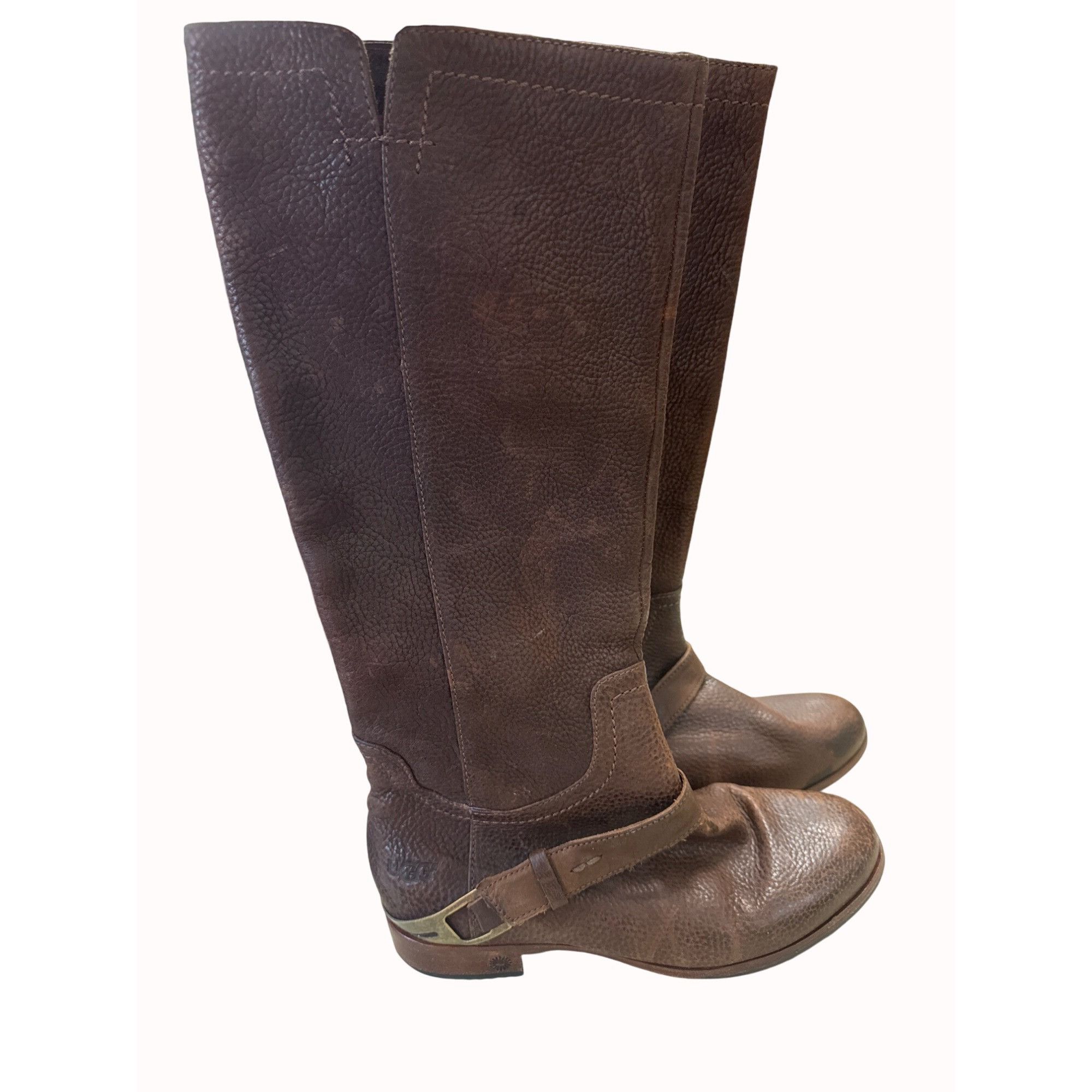 Ugg UGG women’s leather sheepskin brown mid calf boots shoes siz Size US 6 / IT 36 - 4 Thumbnail