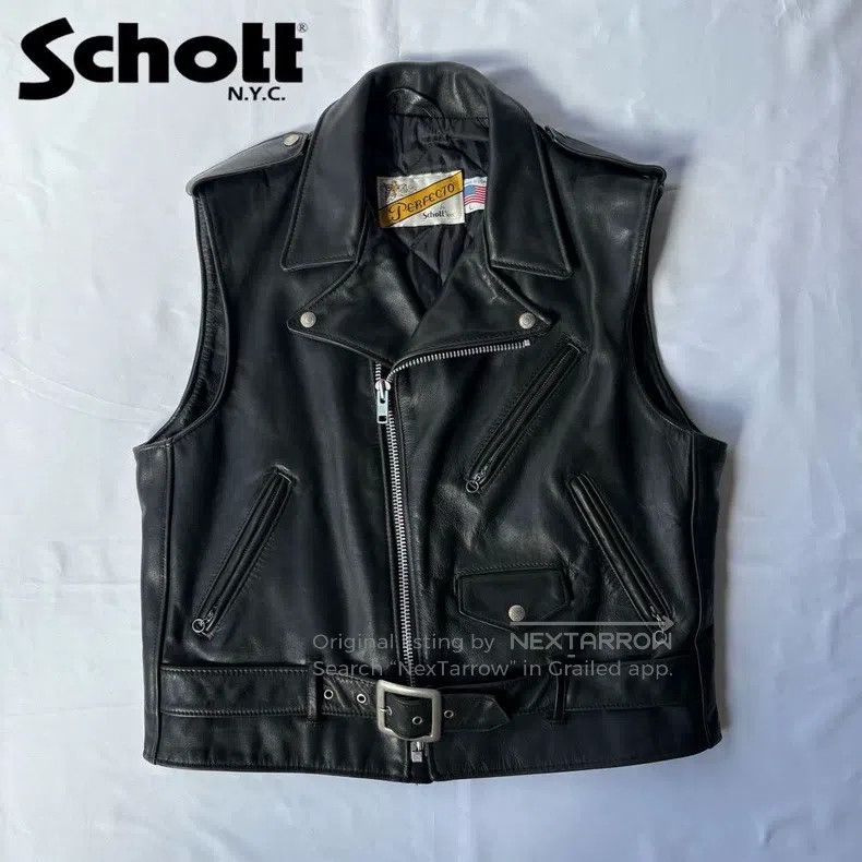 Schott Schott Leather vest Size US L / EU 52-54 / 3 - 1 Thumbnail