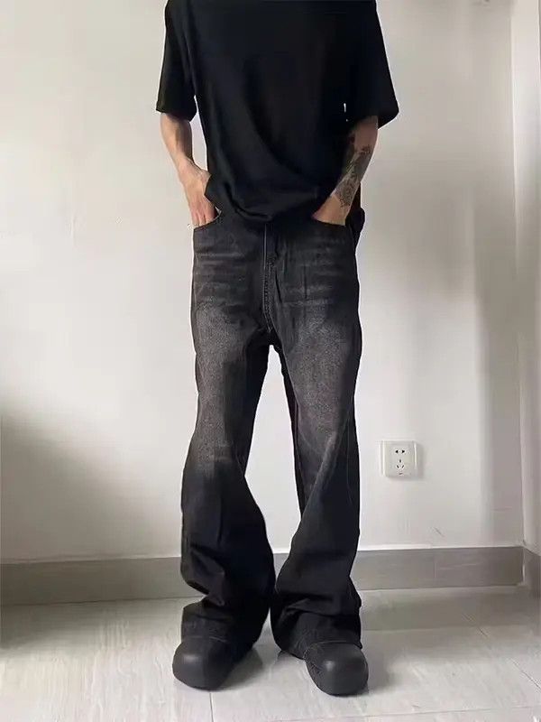 Jean Vintage Washed Black Ripple Relaxed Jeans Size US 30 / EU 46 - 4 Thumbnail