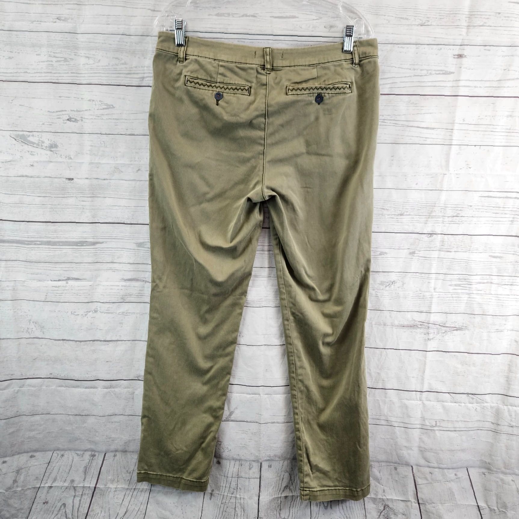 Vintage Sundance Womens Pants Sz 8 Green Mid Rise Cotton Blend Straight Leg Embroidered, Chino, Flat Front, Inseam 30, Womens Size 30" / US 8 / IT 44 - 3 Thumbnail