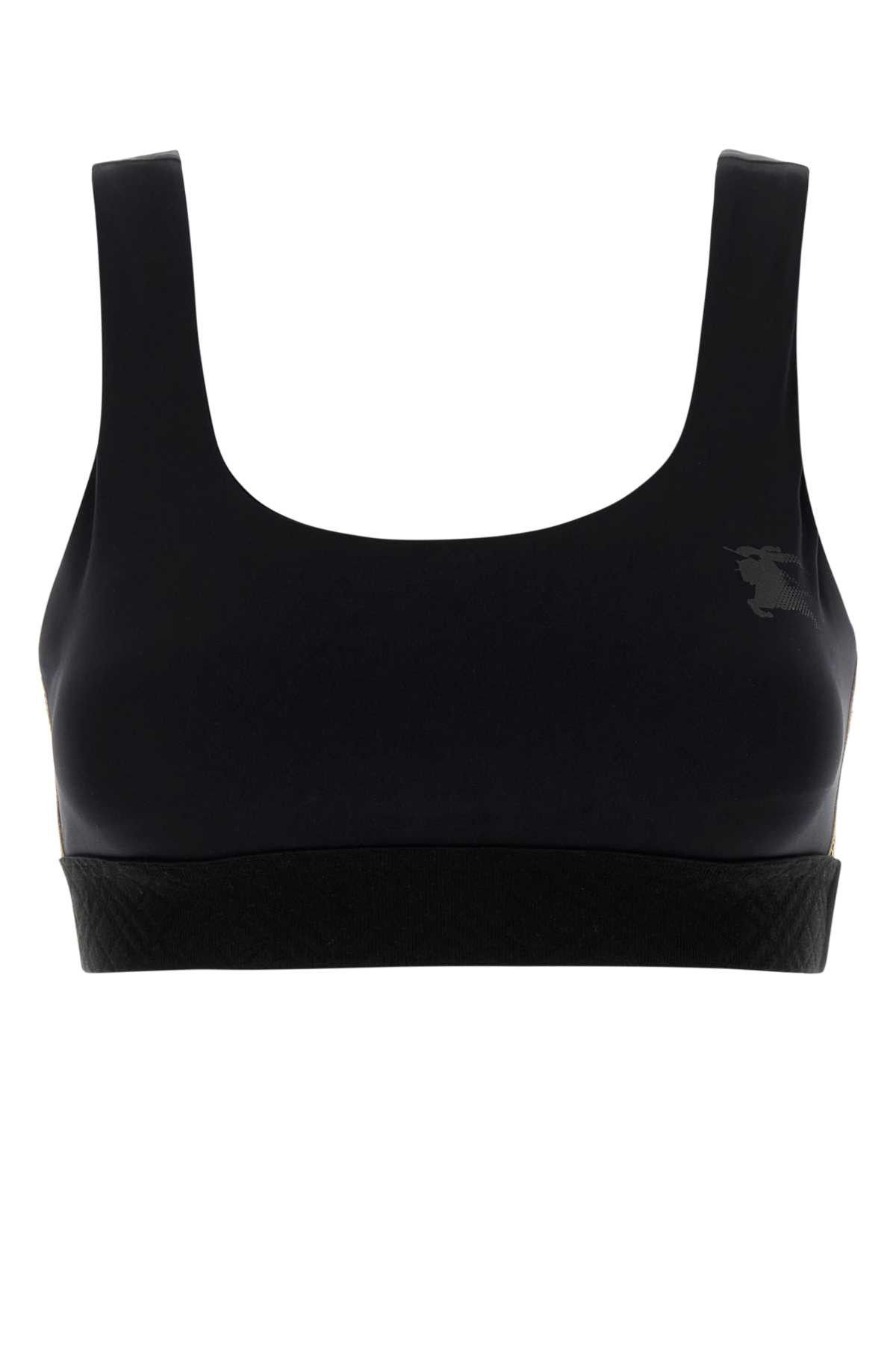 Black Stretch Nylon Crop-Top, Women's (Size M)