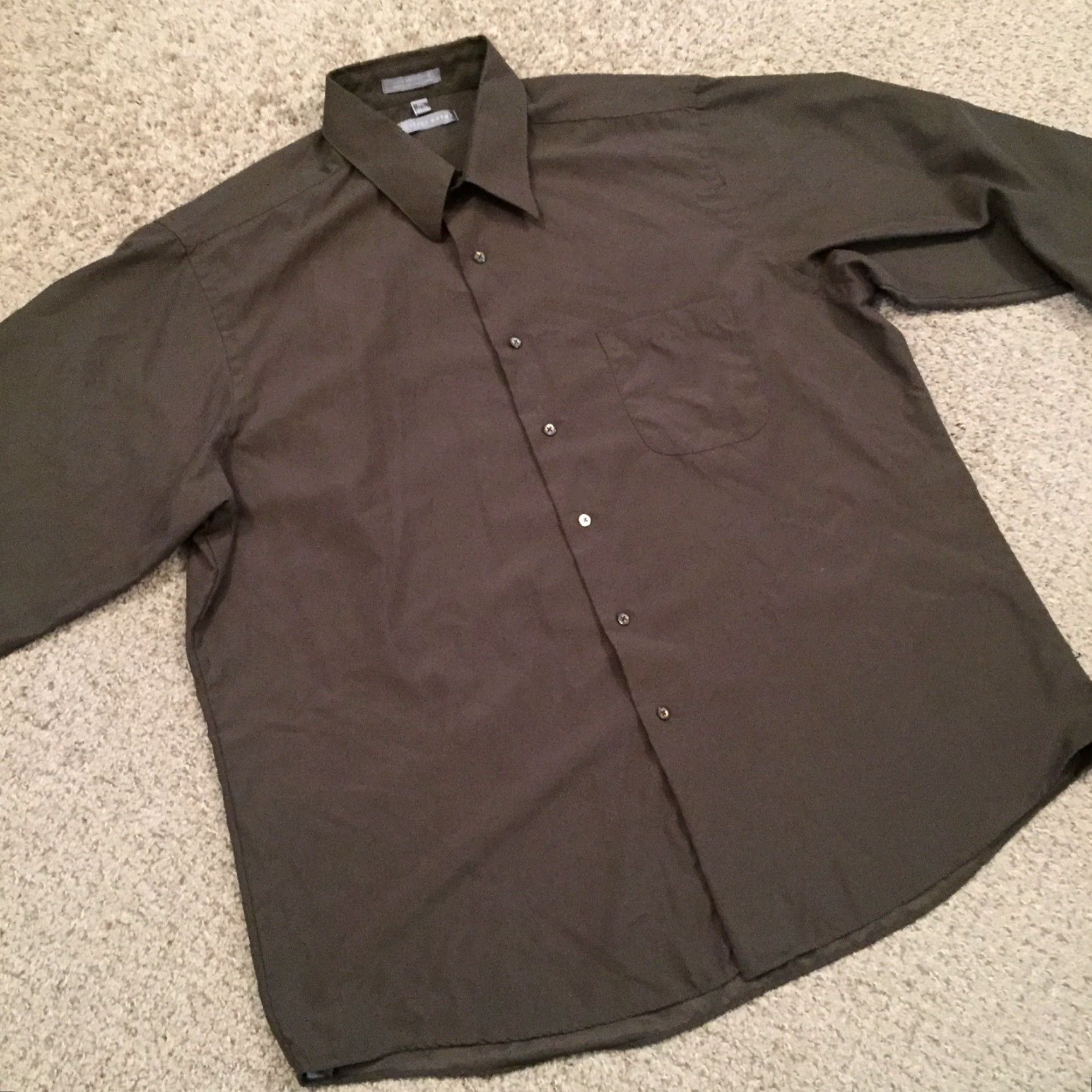 Geoffrey Beene Geoffrey Beene Shirt Mens 17.5 Green Microfiber Long Sleeve Button Up Size US XXL / EU 58 / 5 - 5 Thumbnail
