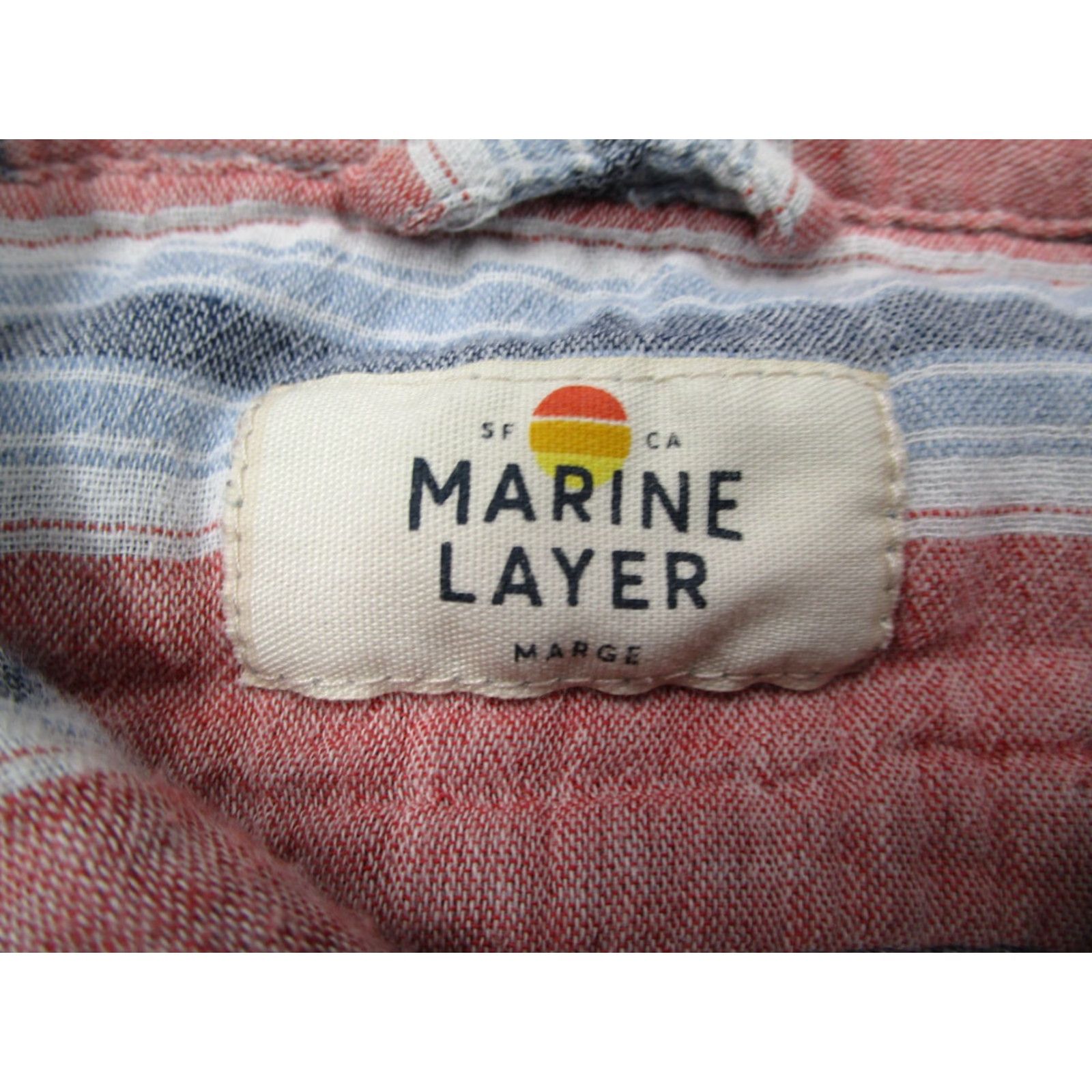 Marine Layer Marine Layer Shirt Mens Medium Pink Striped Marge Button Up Lightweight Work Size US M / EU 48-50 / 2 - 3 Thumbnail