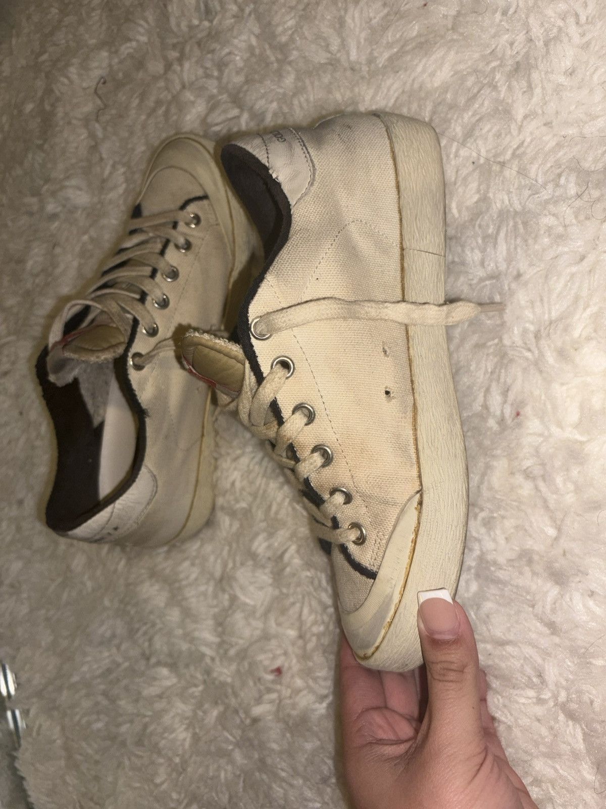Golden Goose Golden Goose Cream and Black Super-Star Sneakers Size US 7 / IT 37 - 4 Thumbnail