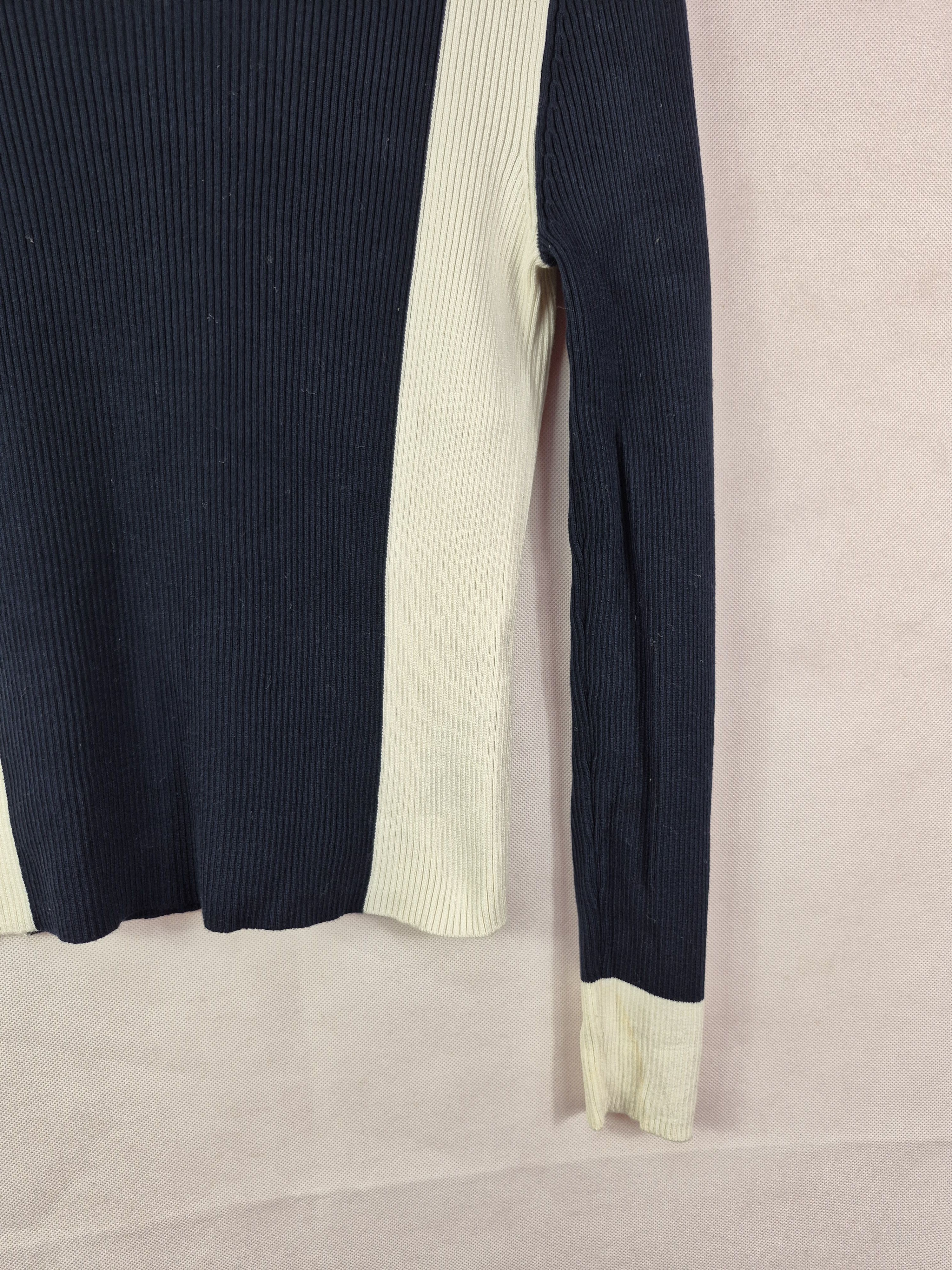Zara 🔥 Zara Knits Navy White Sweater Tops Longsleeves Size S / US 4 / IT 40 - 4 Thumbnail
