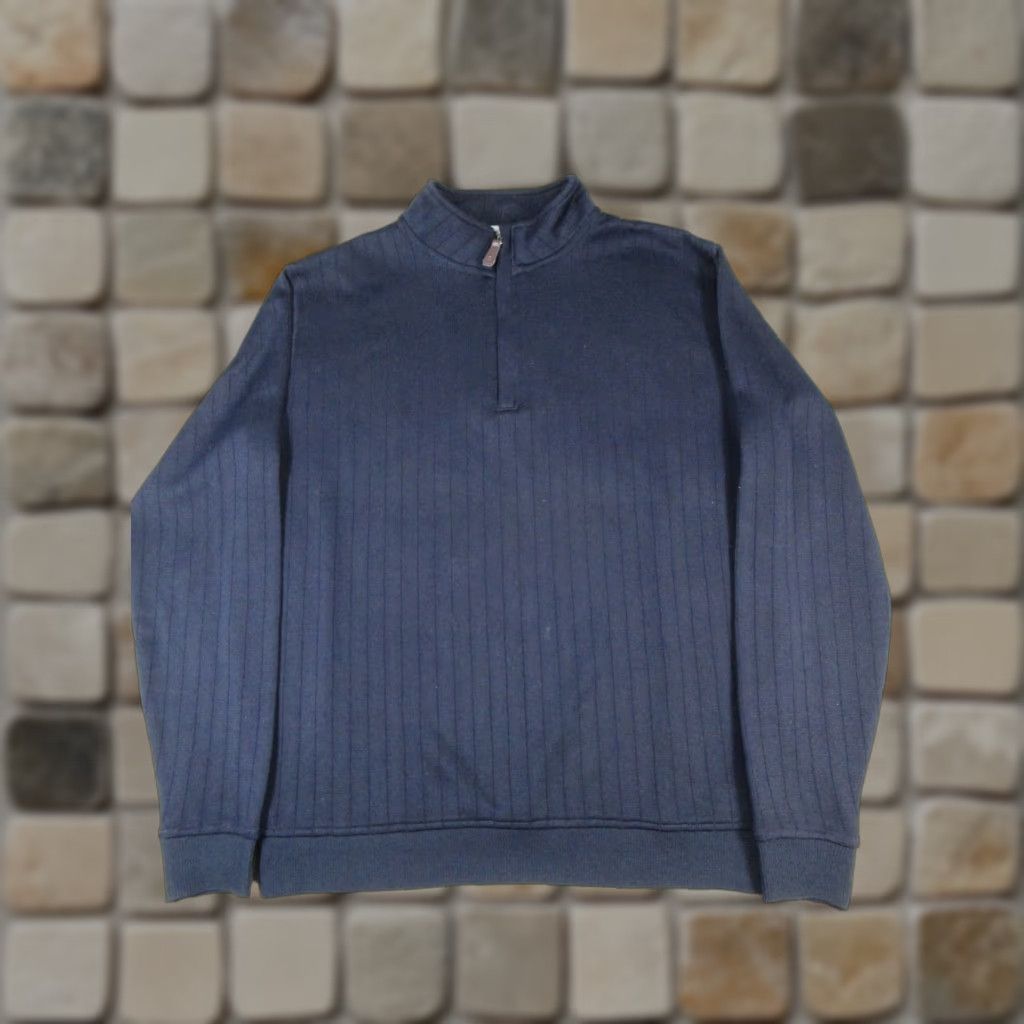 Footjoy FootJoy Sweater Mens L Blue Golf Quarter Zip Pullover Mock Neck Regular Polyester Knit Shirt Mens Size US L / EU 52-54 / 3 - 1 Thumbnail