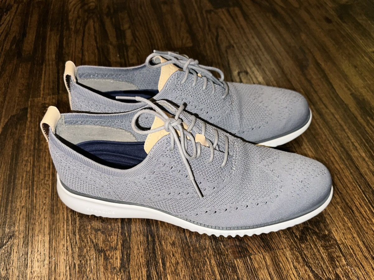 Cole Haan Zerogrand C30562 Light Gray Blue Wingtip Shoes 10