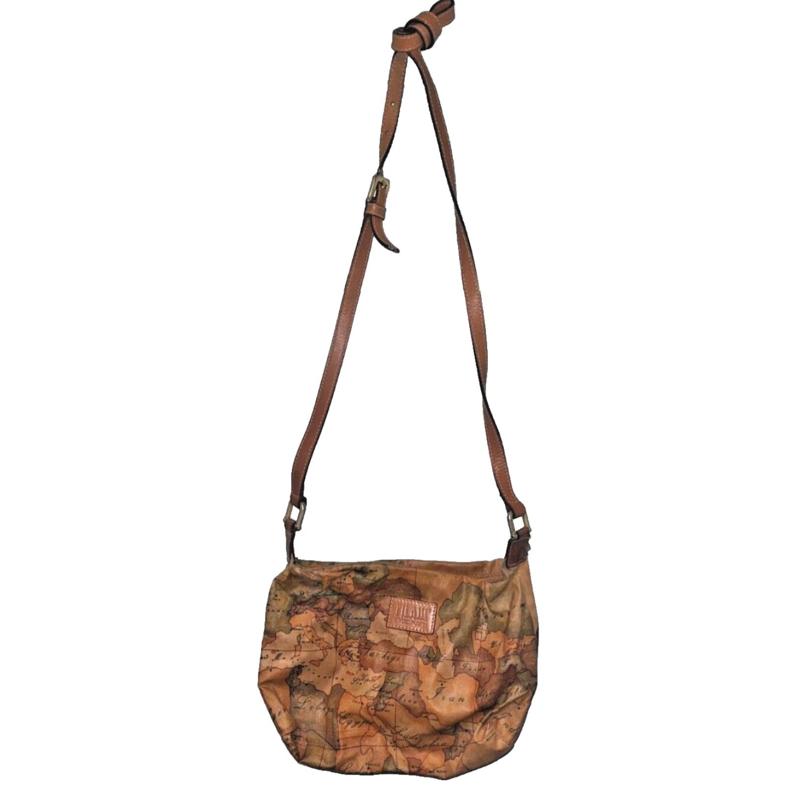 Alviero Martini VINTAGE Alviero Martini 1 Classe Women Shoulder Bag Brown Map Print Zipper Canvas Medium Size ONE SIZE - 5 Thumbnail