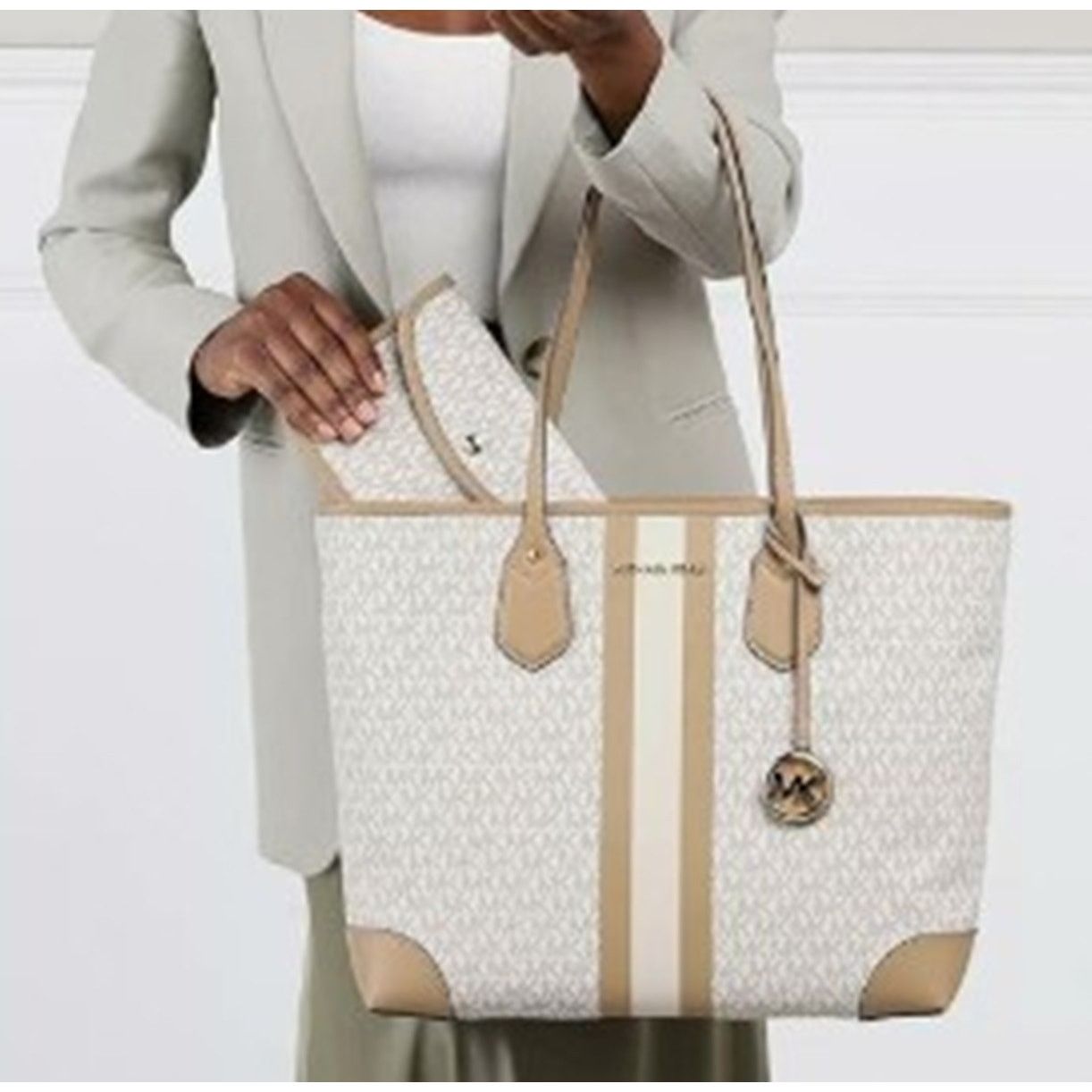 Michael Kors Michael Kors Carter Large Open Tote Bright White/Multi Bag Size ONE SIZE - 4 Thumbnail