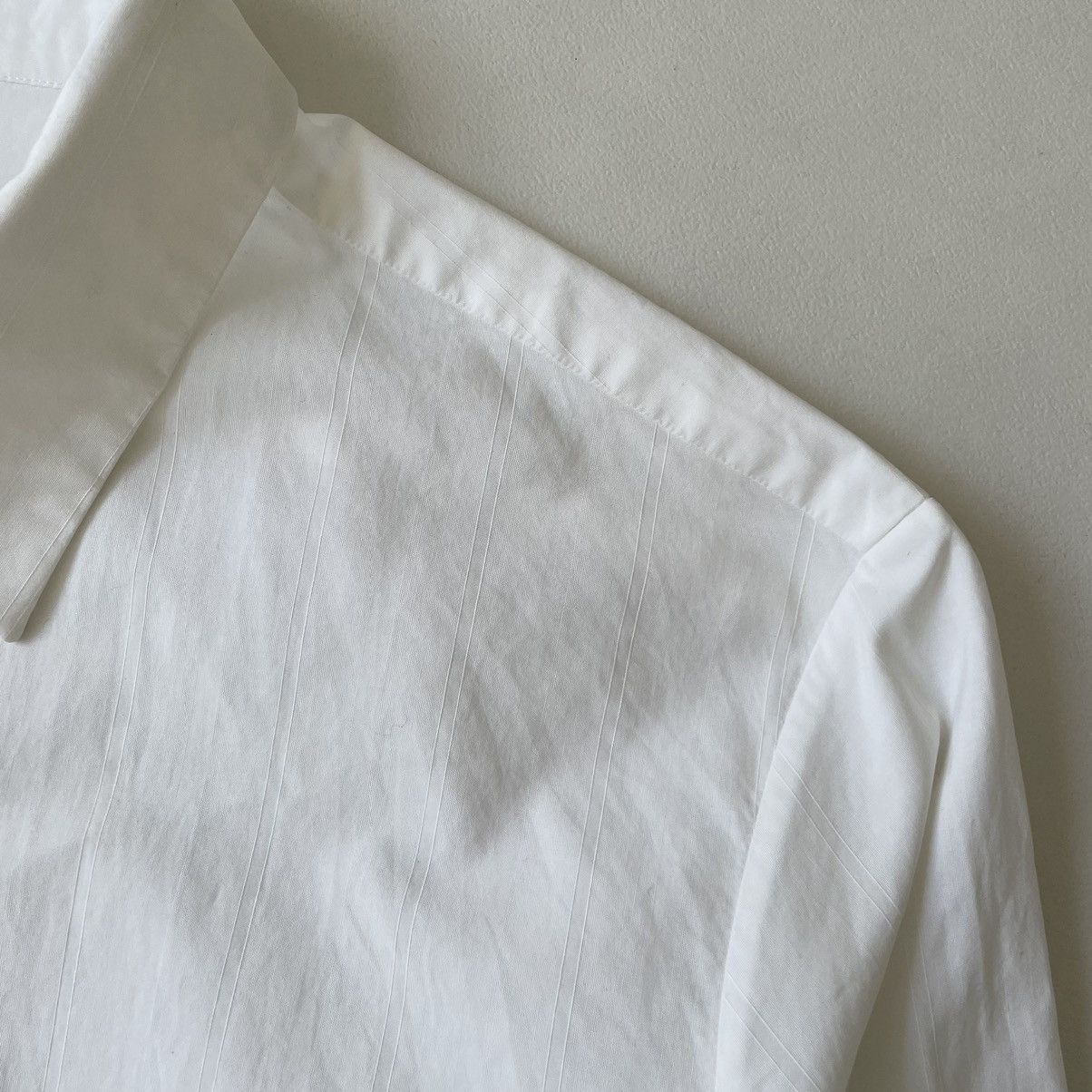 Ann Demeulemeester White Cotton Tonal Striped Shirt Size US M / EU 48-50 / 2 - 6 Thumbnail