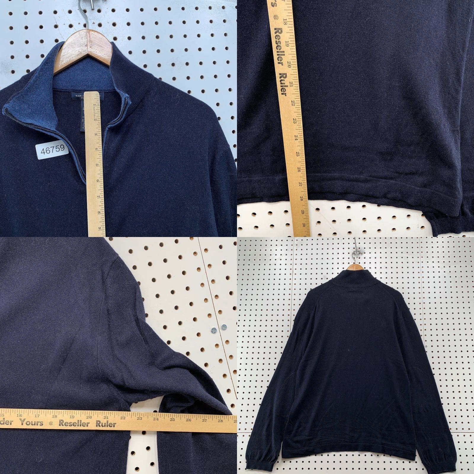 Banana Republic Banana Republic Silk Cashmere Sweater Mens XL Navy Blue 1/4 Zip Work Shirt Knit Mock Neck Long Sleeve Casual Mens Size US XL / EU 56 / 4 - 8 Thumbnail