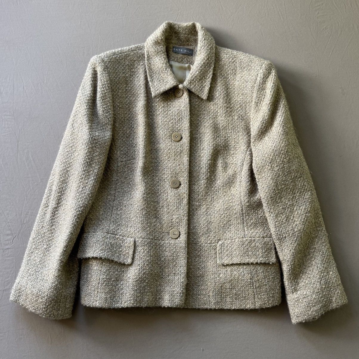Other Vintage Kate Hill Tweed Wool Skirt Suit Set Size L / US 10 / IT 46 - 3 Thumbnail