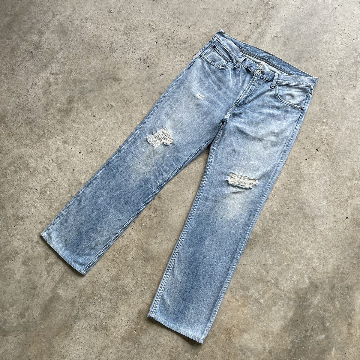 Levi's Levi’s 502 Light Wash Blue Distressed Jeans Pants Faded W34 Size US 34 / EU 50 - 2 Thumbnail