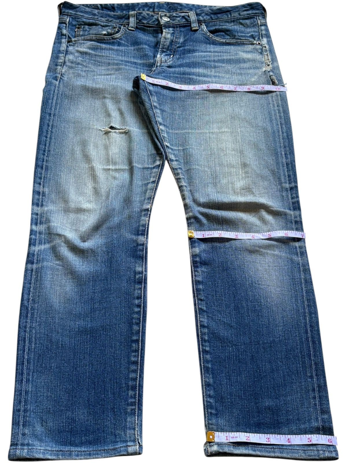 FOB Factory × Japanese Brand Vintage Fob Factory Selvedge Mud Wash Distressed Ripped Jean Size US 32 / EU 48 - 14 Thumbnail