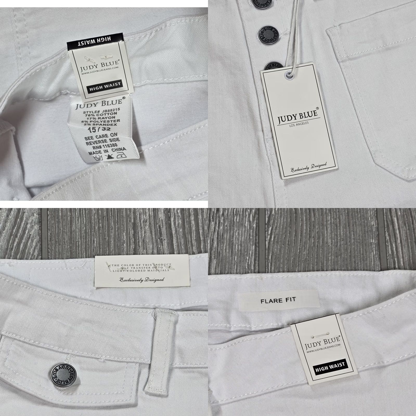 Vintage Judy Blue White High Waist Flare Button Fly Jeans Womens 33x33 Size 36" / US 14 / IT 50 - 9 Thumbnail