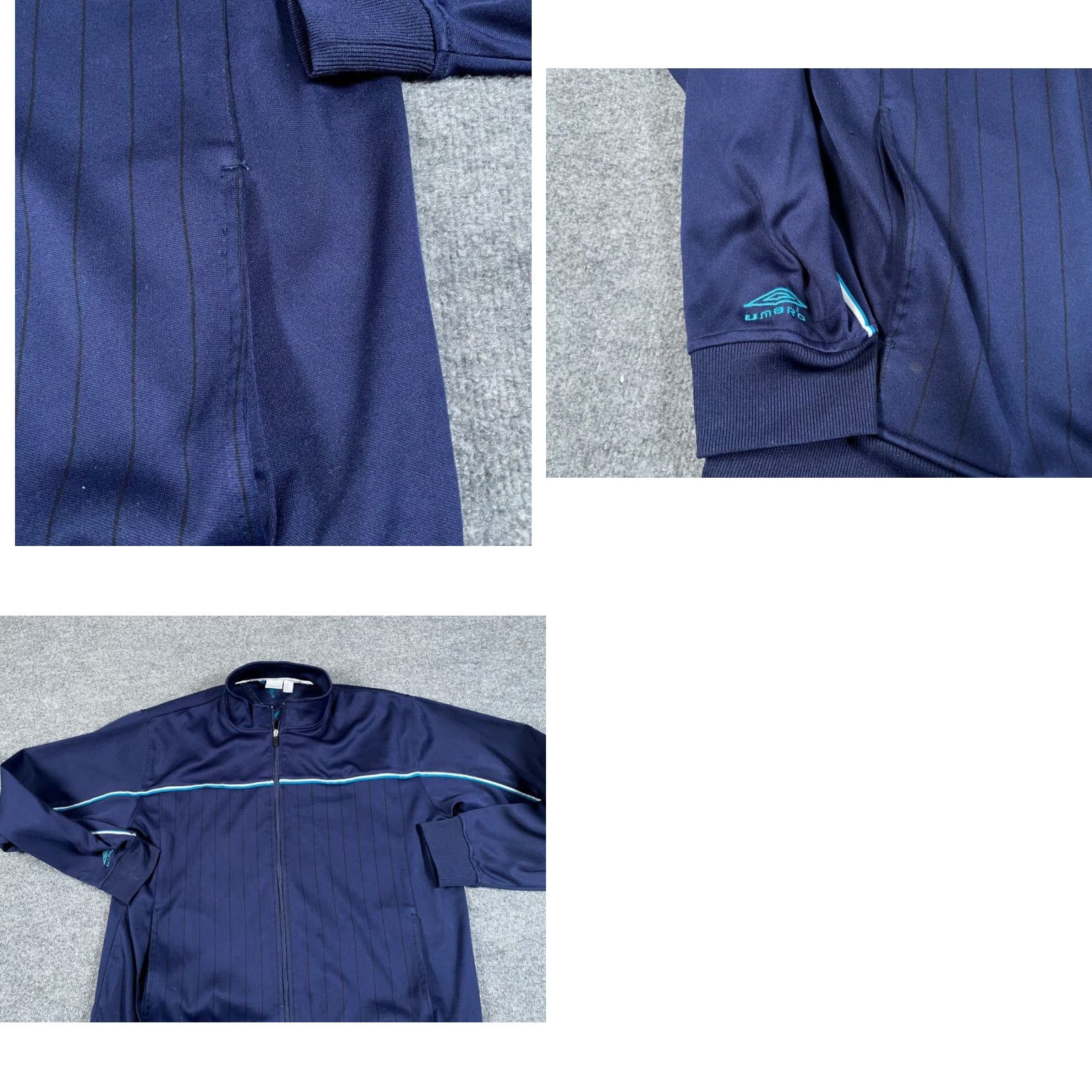 Umbro Umbro Retro Track Jacket XL Dark Blue Zip Pockets Soccer Adult Men Stand-Up Collar Full Zip Pockets Polyester 90s Hip Hop Vintage No Regular Style Size US XL / EU 56 / 4 - 8 Thumbnail