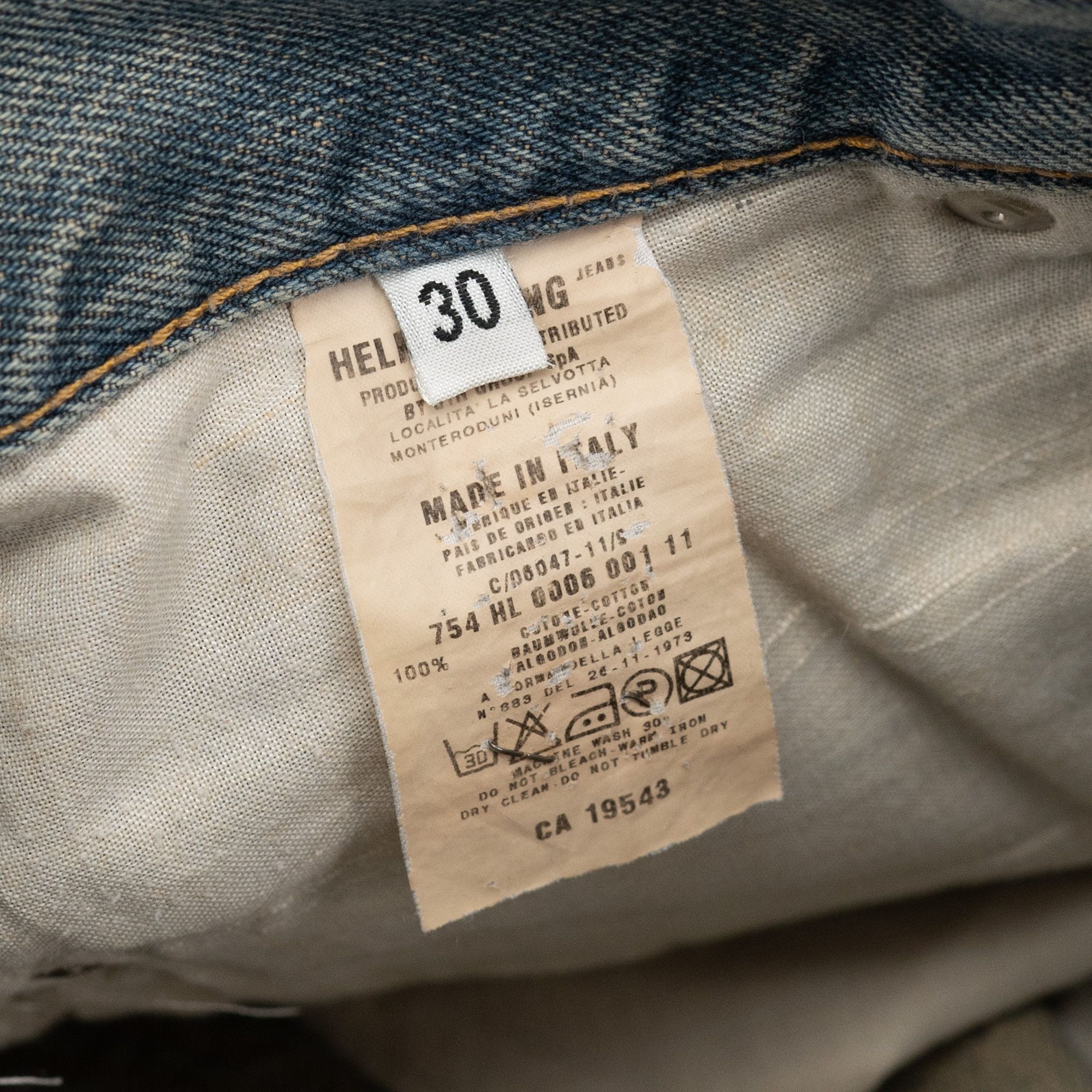 1998 Vintage Stained Denim Unhemmed