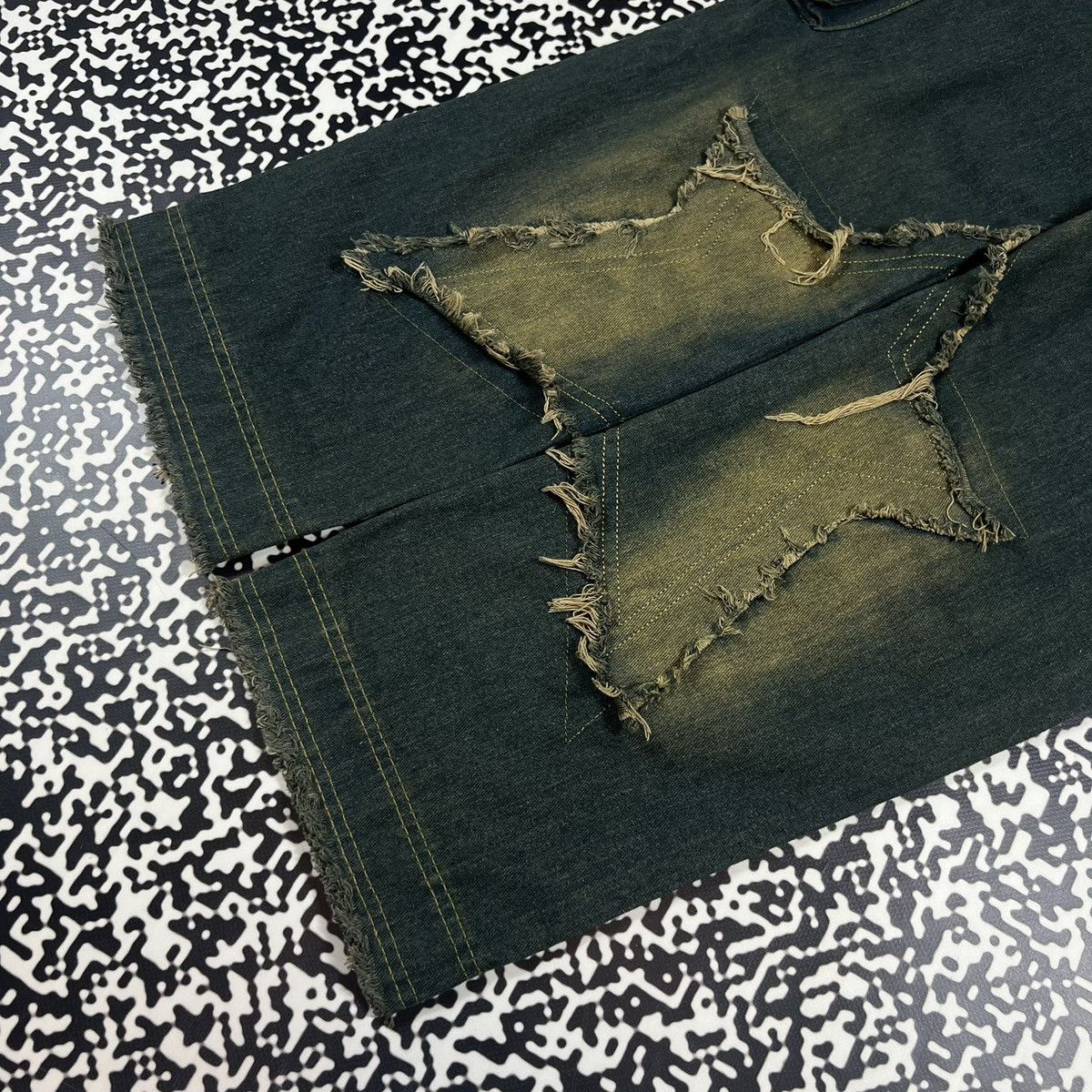 Japanese Brand Vintage Y2K Japanese Patchwork Star Logo Retro Style Jeans Size 29" - 12 Thumbnail