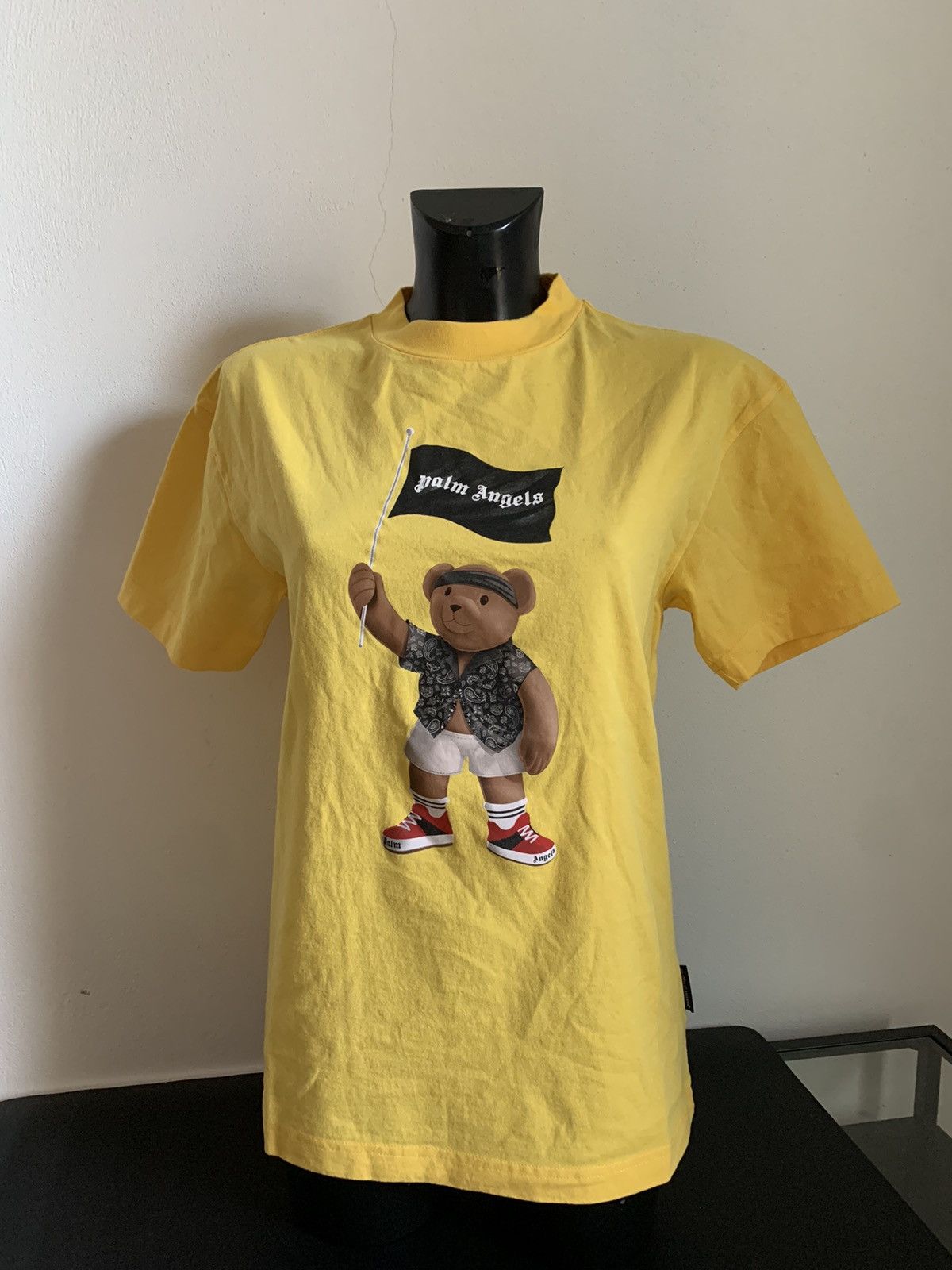 image of Palm Angels Pirate Bear T-Shirt in Yellow, Men's (Size XS)