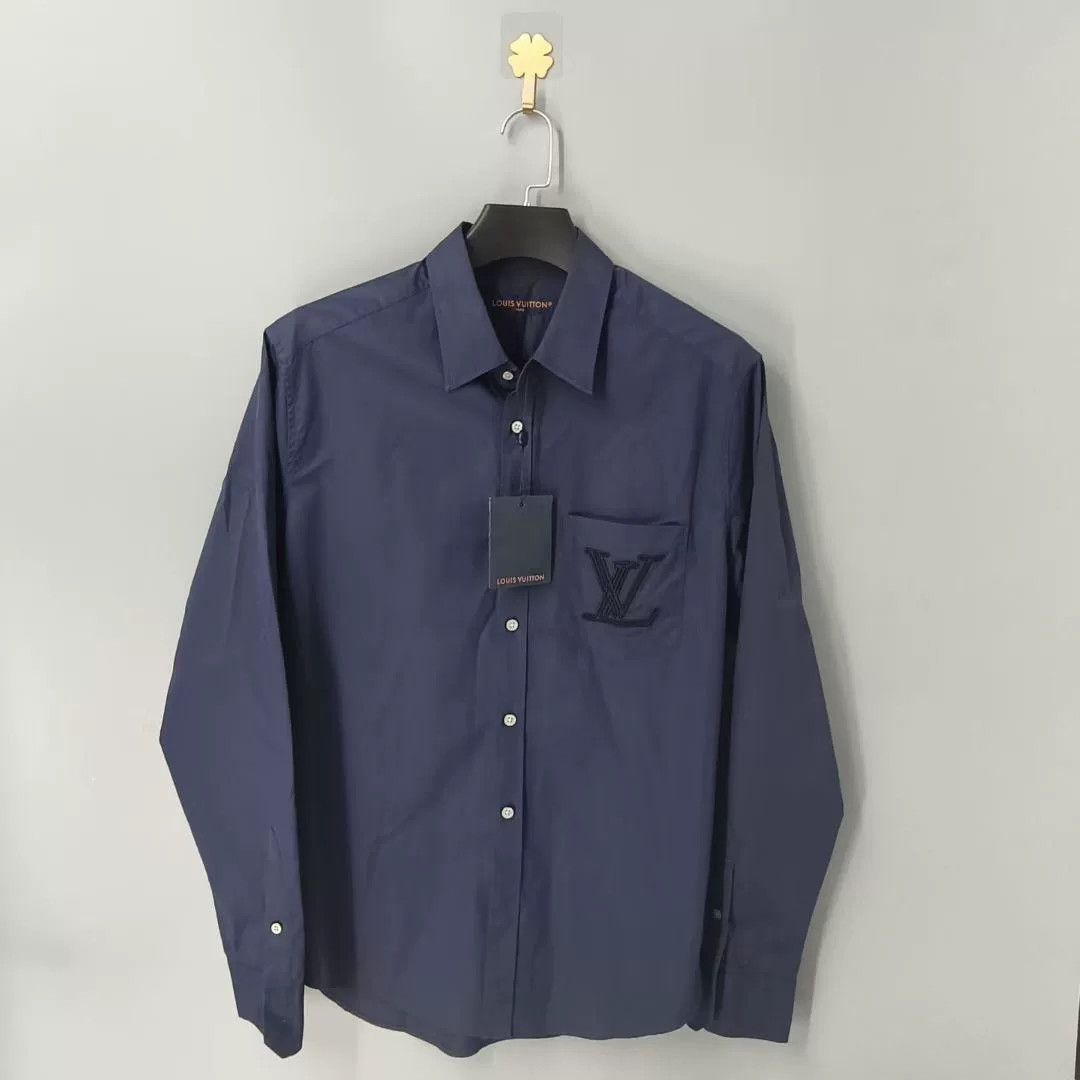 Louis Vuitton Louis Vuitton SS24 Solid Logo Embroidered Long Sleeve Shirt Size US L / EU 52-54 / 3 - 1 Thumbnail