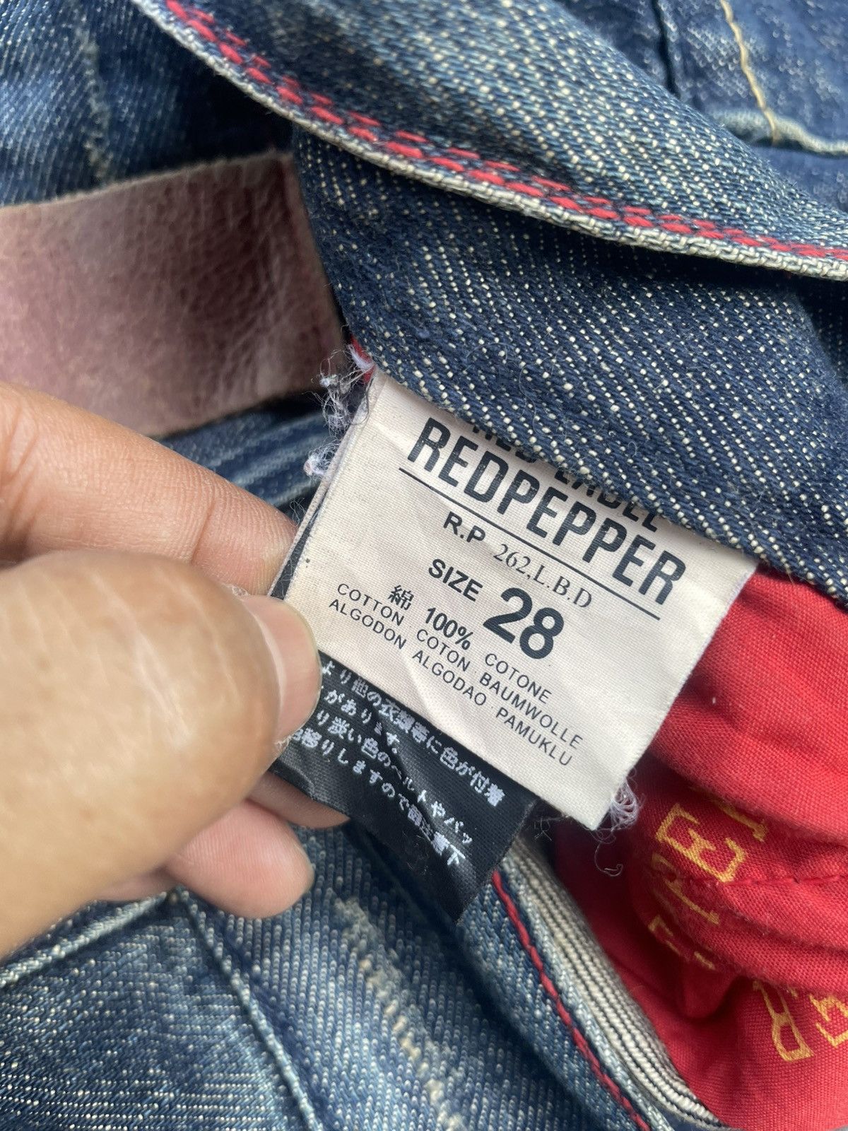 Japanese Brand Red Pepper Emboiderey Denim Size 31" - 19 Thumbnail