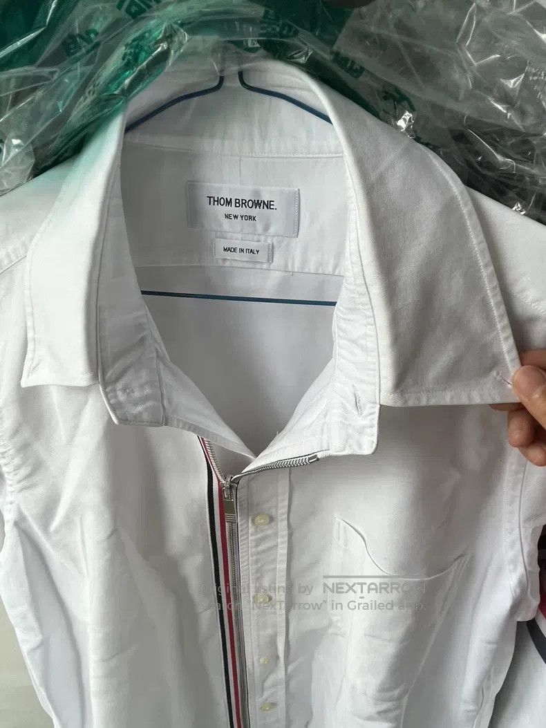 Thom Browne Thom Browne Oxford Cloth Zip-Up Red and Blue Striped Shirt Size US S / EU 44-46 / 1 - 8 Thumbnail