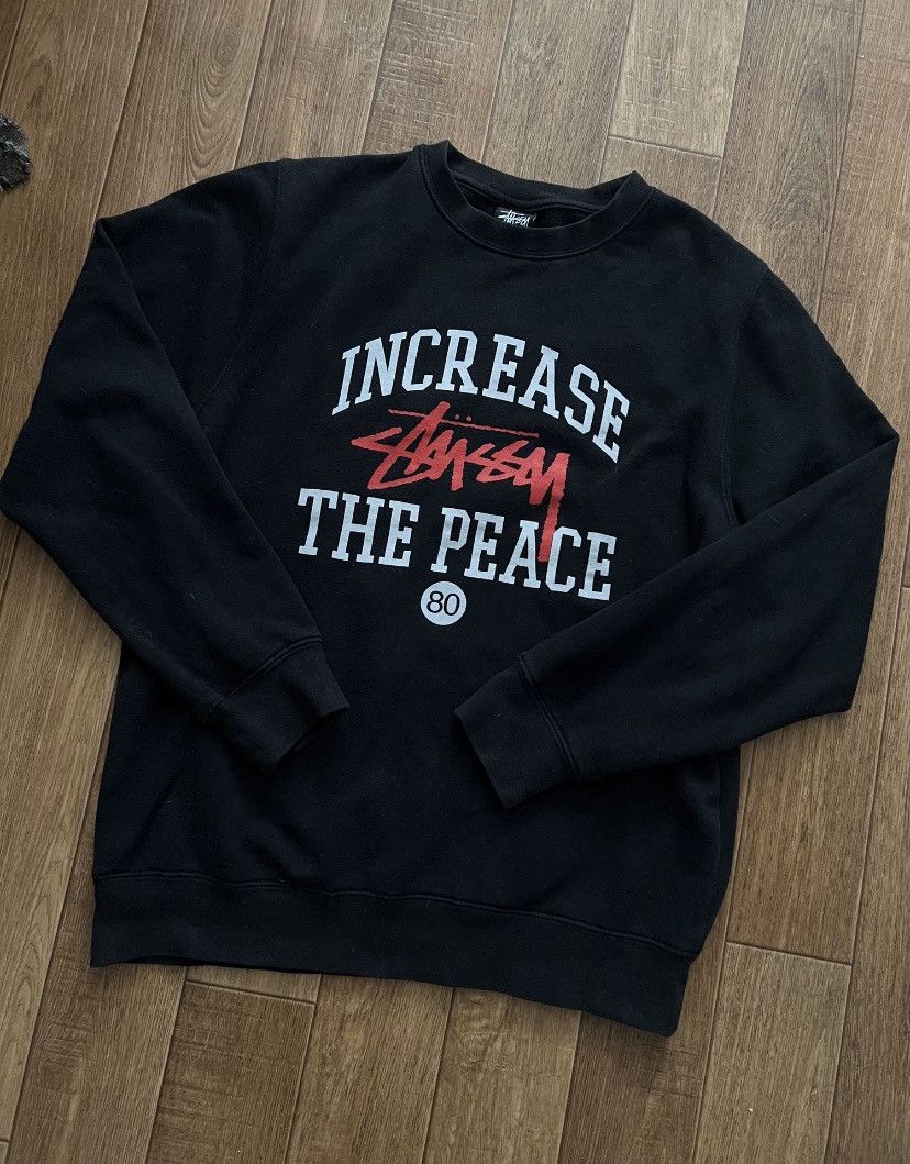 Stussy Stussy Increase The Peace Black Boxy Sweatshirt Size US S / EU 44-46 / 1 - 1 Thumbnail