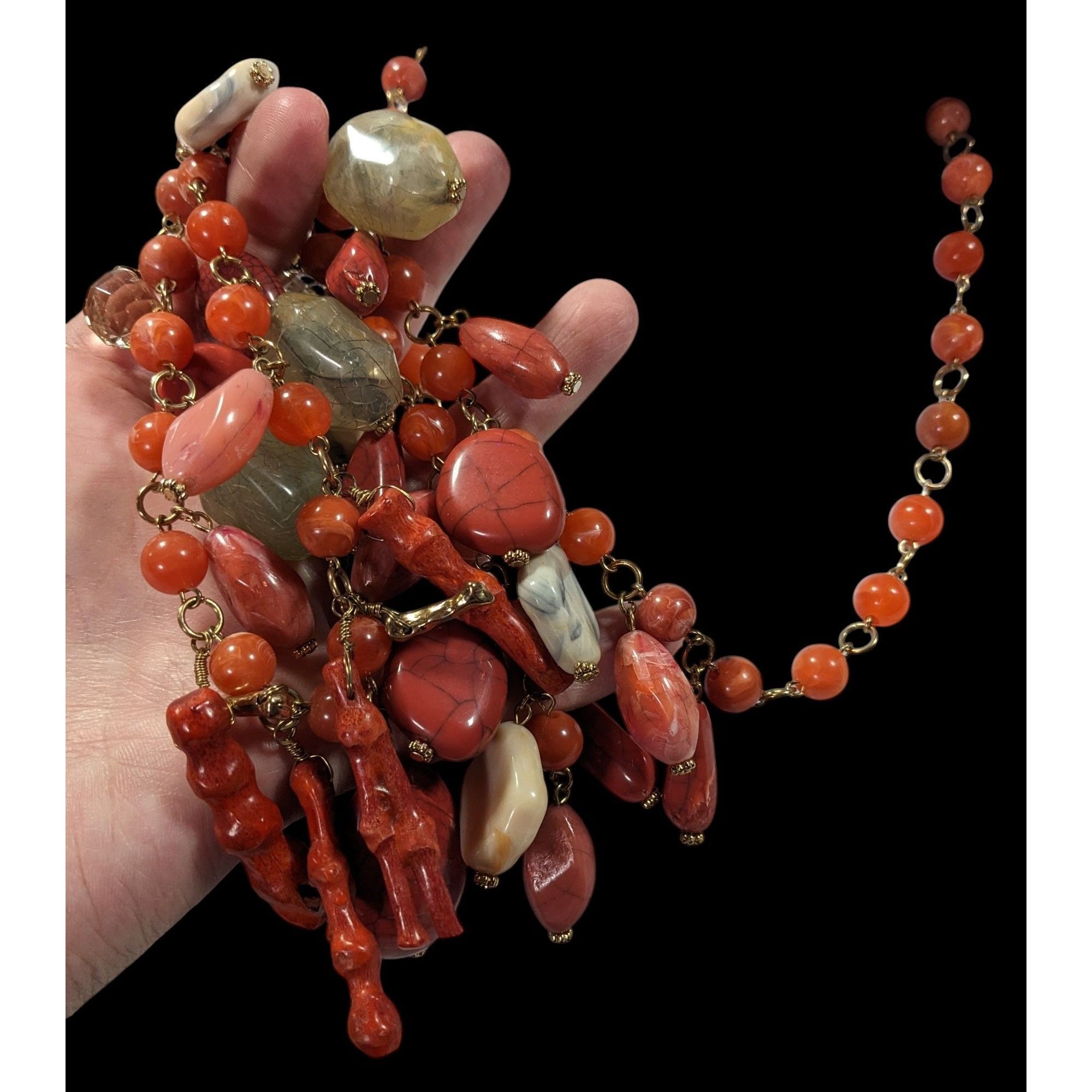 Other Vintage Mermaidcore Beaded Acrylic And Coral Fringe Necklace Size ONE SIZE - 6 Thumbnail