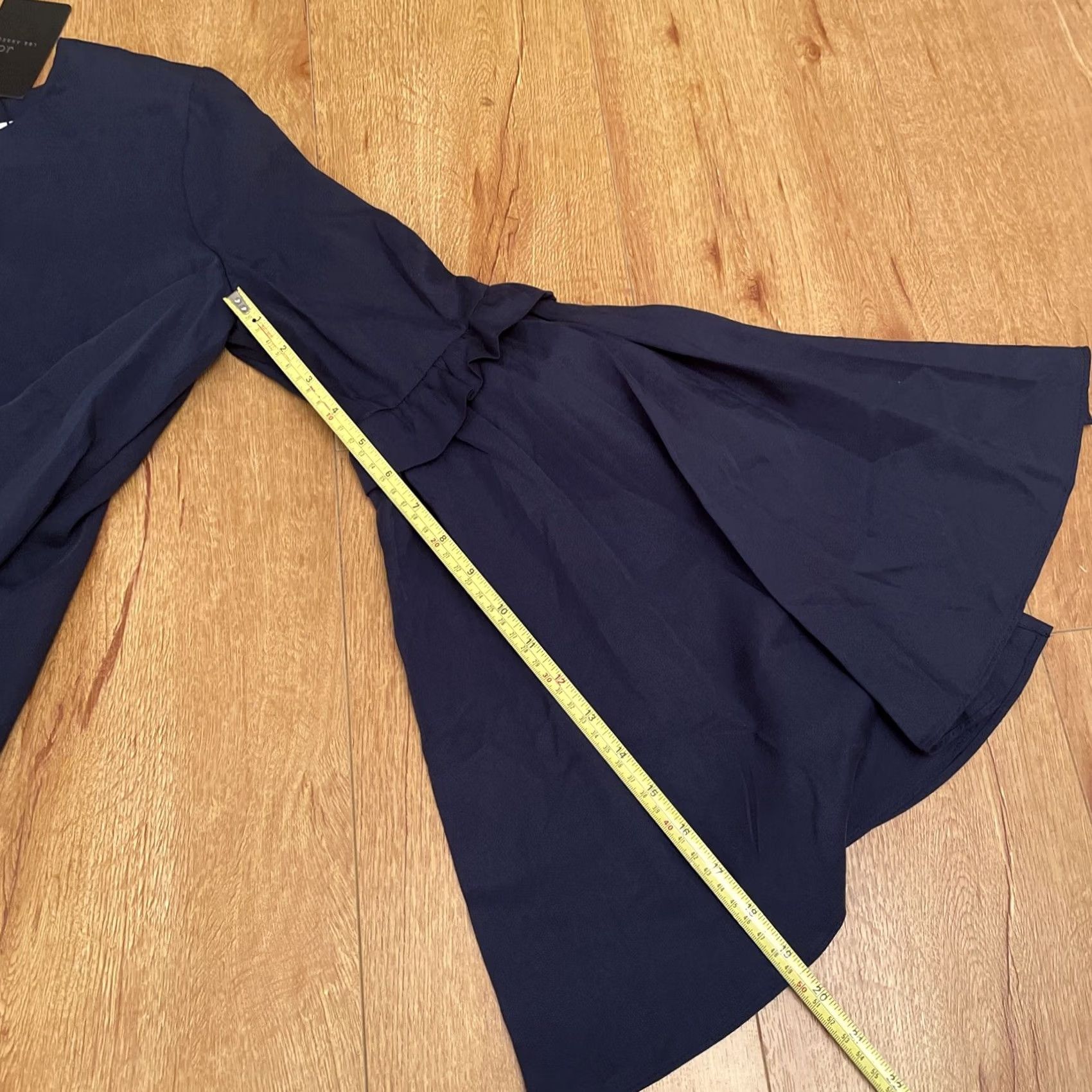 Bell NWT J.O.A. Blouse Womens XS Navy Cathedral Long Tie Ruffle Bell Sleeve Unique Size XS / US 0-2 / IT 36-38 - 4 Thumbnail