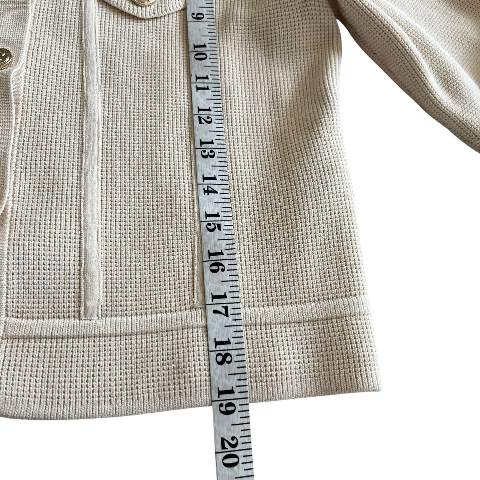 Sandro Sandro Paco Cream Waffle Knit Cardigan Sweater Jacket Size M / US 6-8 / IT 42-44 - 8 Thumbnail