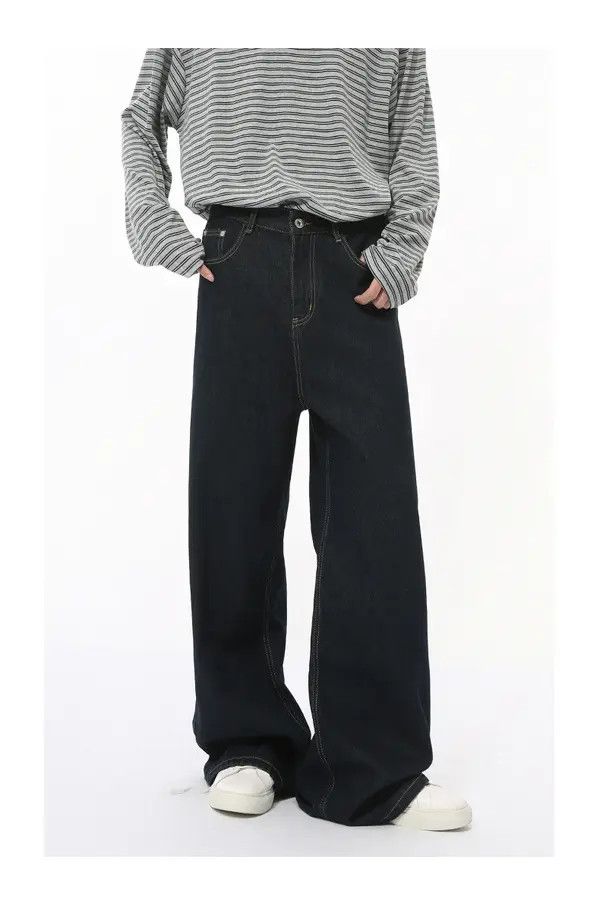 VIBE Japanese retro cleanfit simple blue loose jeans Size US 32 / EU 48 - 1 Thumbnail