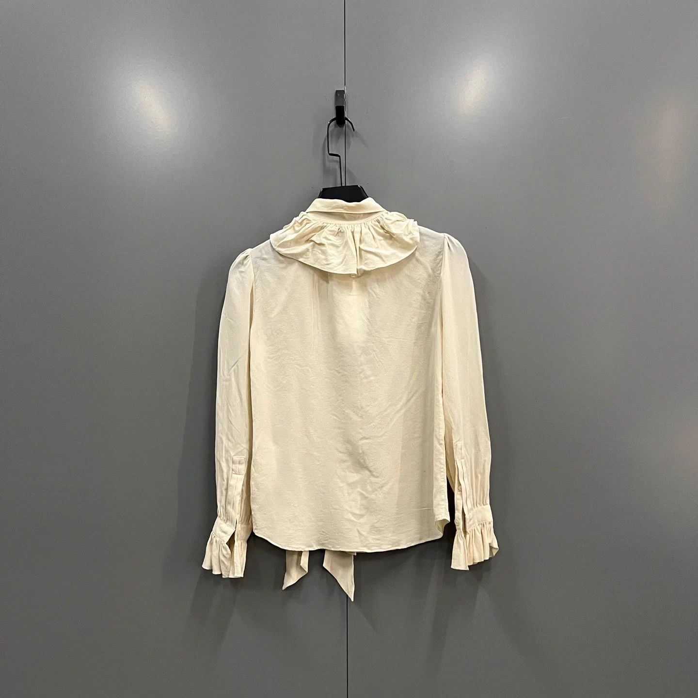 Saint Laurent Paris SLP Beige Ribbon LS Shirt 34 95 New Size XXS / US 00 / IT 34 - 2 Thumbnail