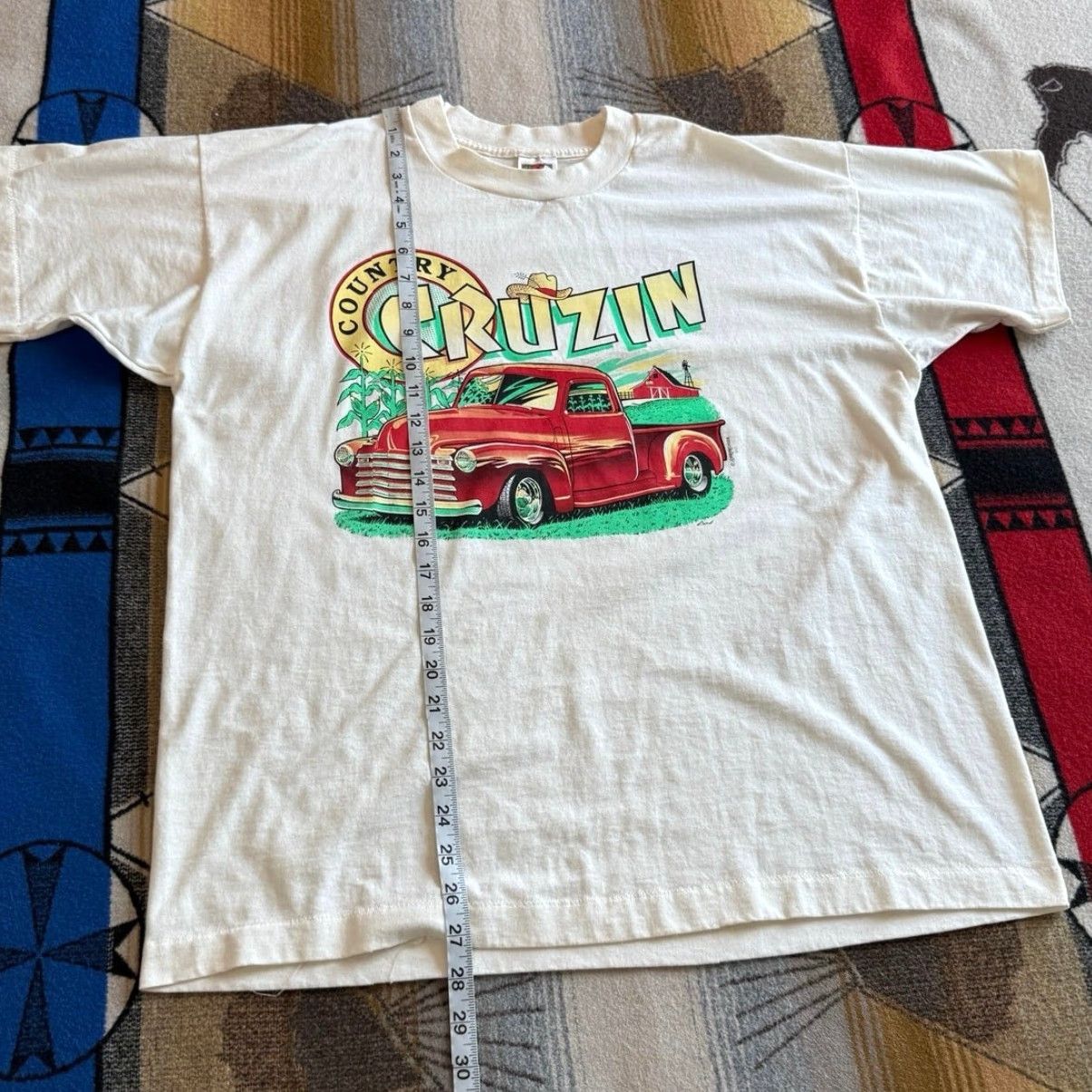 Fruit Of The Loom VINTAGE 90s Country Cruzin Farm Truck T-Shirt XL White Regular Short Sleeve Men Farming Size US XL / EU 56 / 4 - 6 Thumbnail