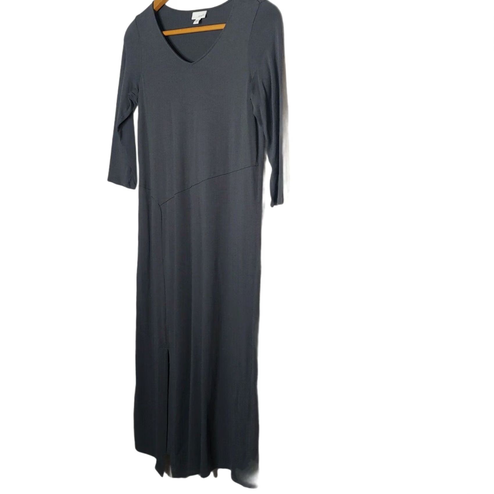 J. Jill J. Jill Maxi Dress XS Long Sleeve Knit Gray Modal Blend Pure Jill Minimalist V-Neck Pullover Women Size XS / US 0-2 / IT 36-38 - 2 Thumbnail