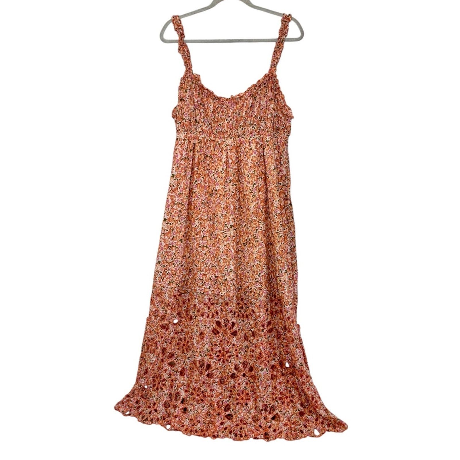 Anthropologie ANTHROPOLOGIE Babydoll Sweetheart Maxi Dress Floral Eyelet Size XL / US 12-14 / IT 48-50 - 2 Thumbnail