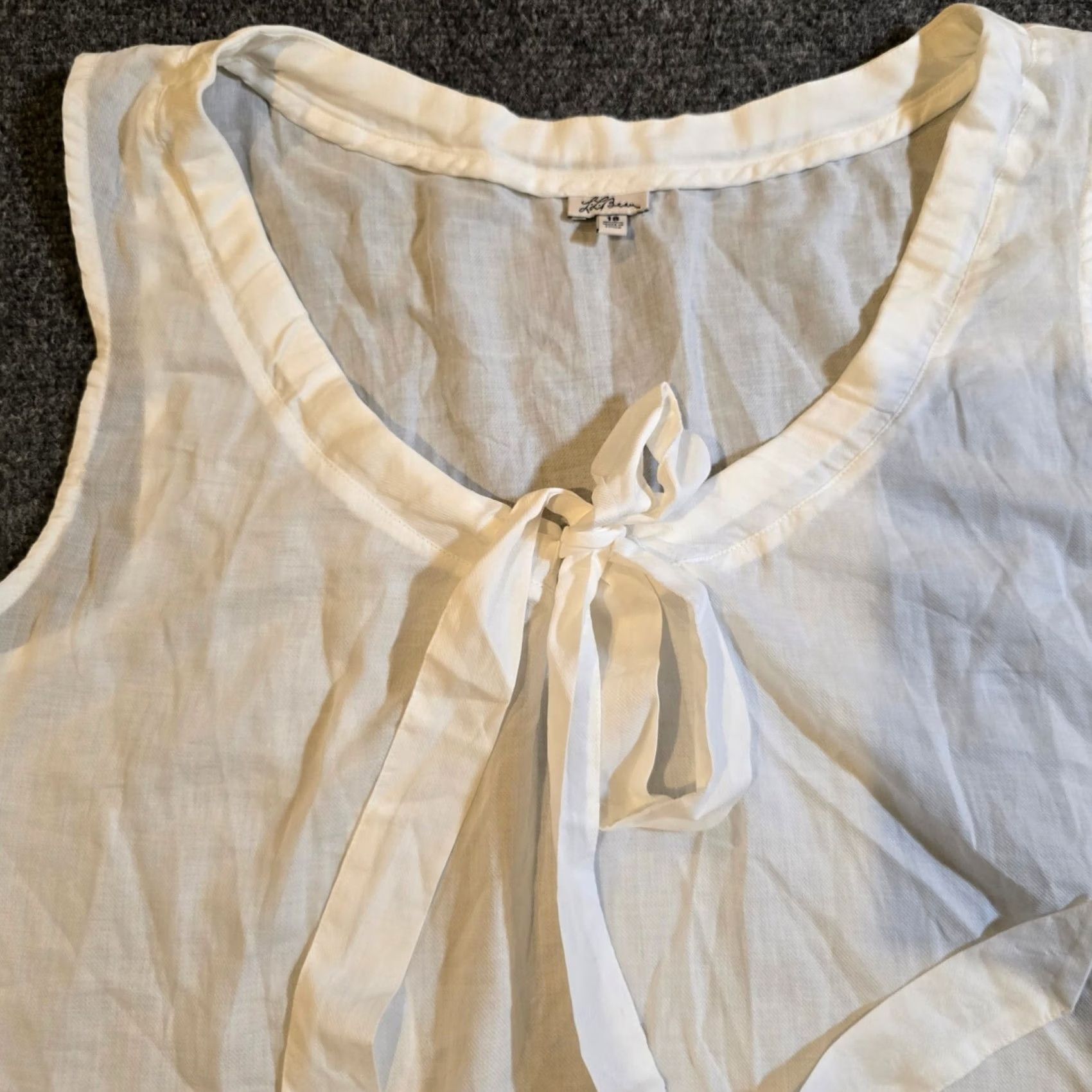 Vintage L.L. Bean Tank Top Womens Size 18 White Lightweight Sheer Tie Tank Top Casual Layer Shirt Size XXL / US 16-18 / IT 52-54 - 2 Thumbnail
