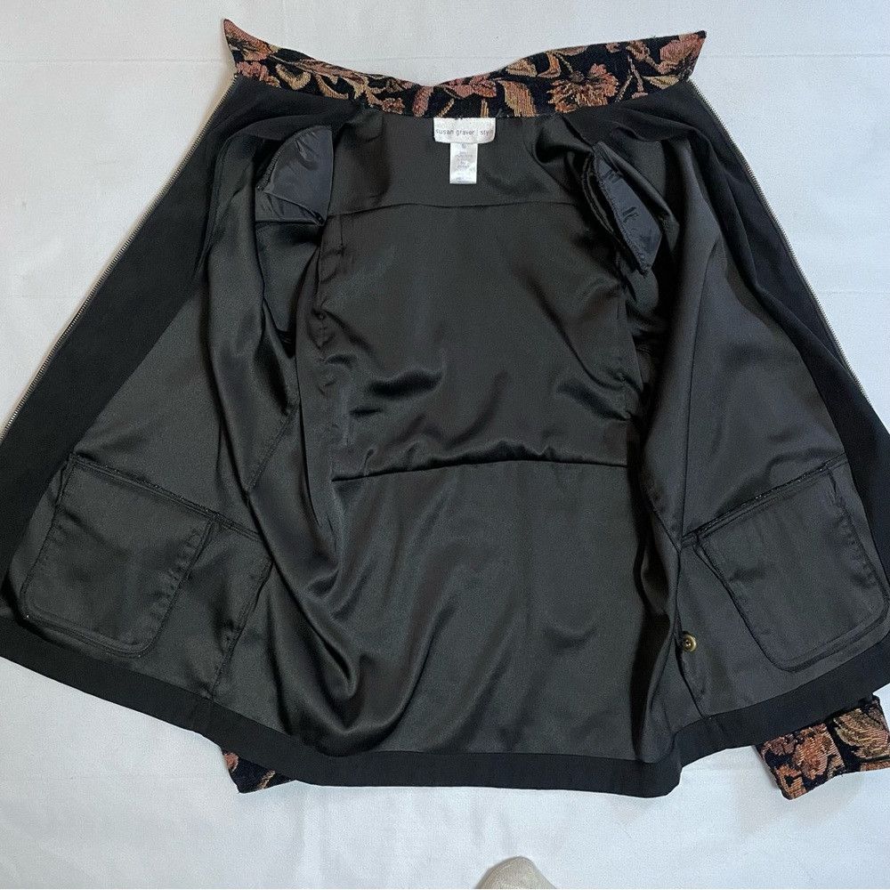 Other Susan Graver Black Front Zip Tapestry Trim Jacket Size M Size M / US 6-8 / IT 42-44 - 6 Thumbnail