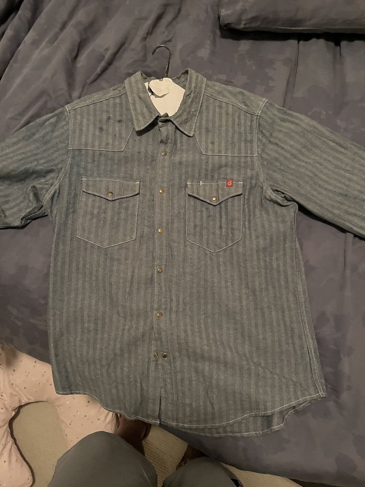 image of Ship John Fischer Stripe Townes Shirt in Blue, Men's (Size 2XL)