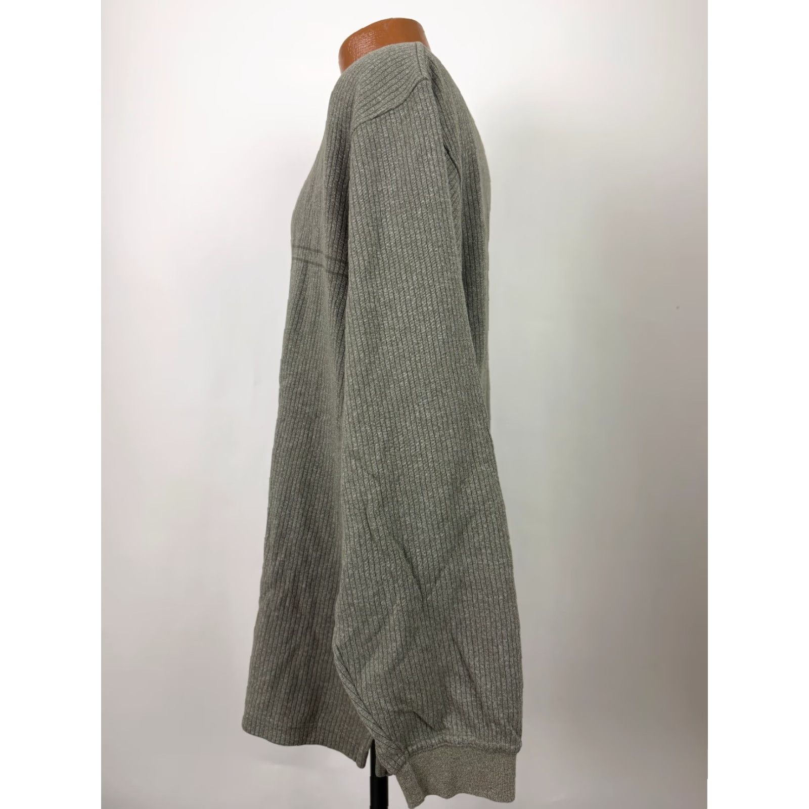 Van Heusen Y2K Ribbed Shirt Men XL V-Neck Olive Heather Heavy Preppy Long Sleeve Mens Size US XL / EU 56 / 4 - 7 Thumbnail