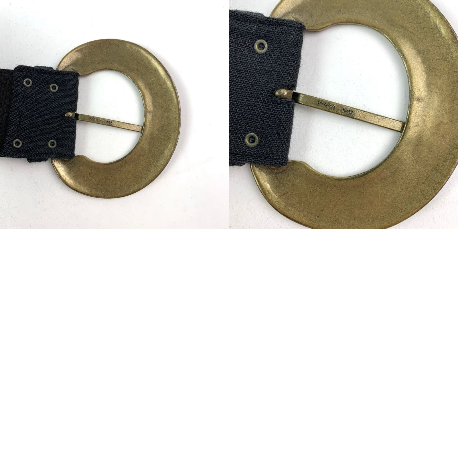 Vintage VINTAGE Womens Black Wide Fabric Ornate Brass Buckle Size 16 43" Belt Accessories Size ONE SIZE - 8 Thumbnail