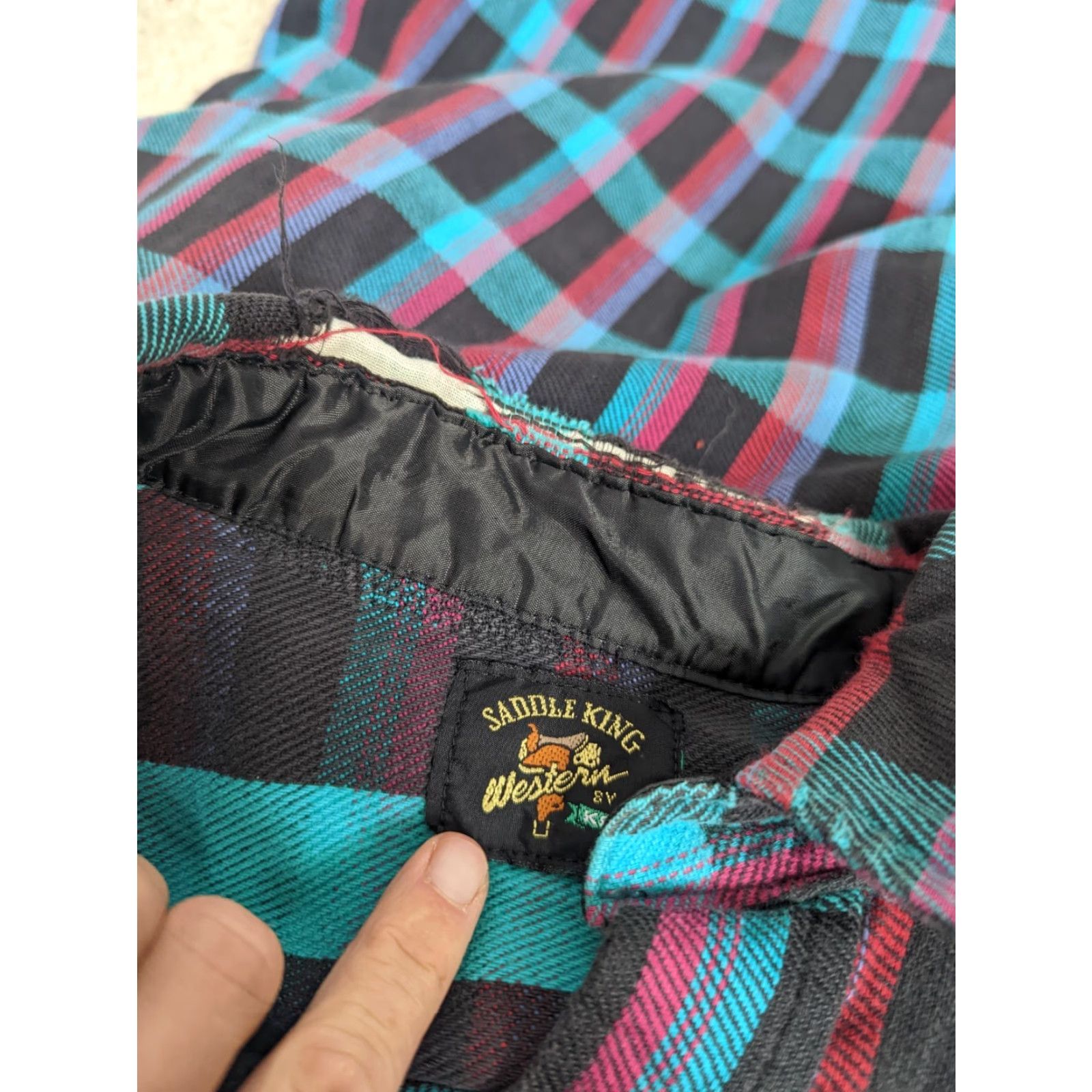 Vintage VINTAGE Saddle King Western Pearl Snap Teal Plaid Shirt Men’s 2XL L2S Regular Long Sleeve Button-Up Knit Plaid Shirt Mens 2XL Size US XXL / EU 58 / 5 - 4 Thumbnail