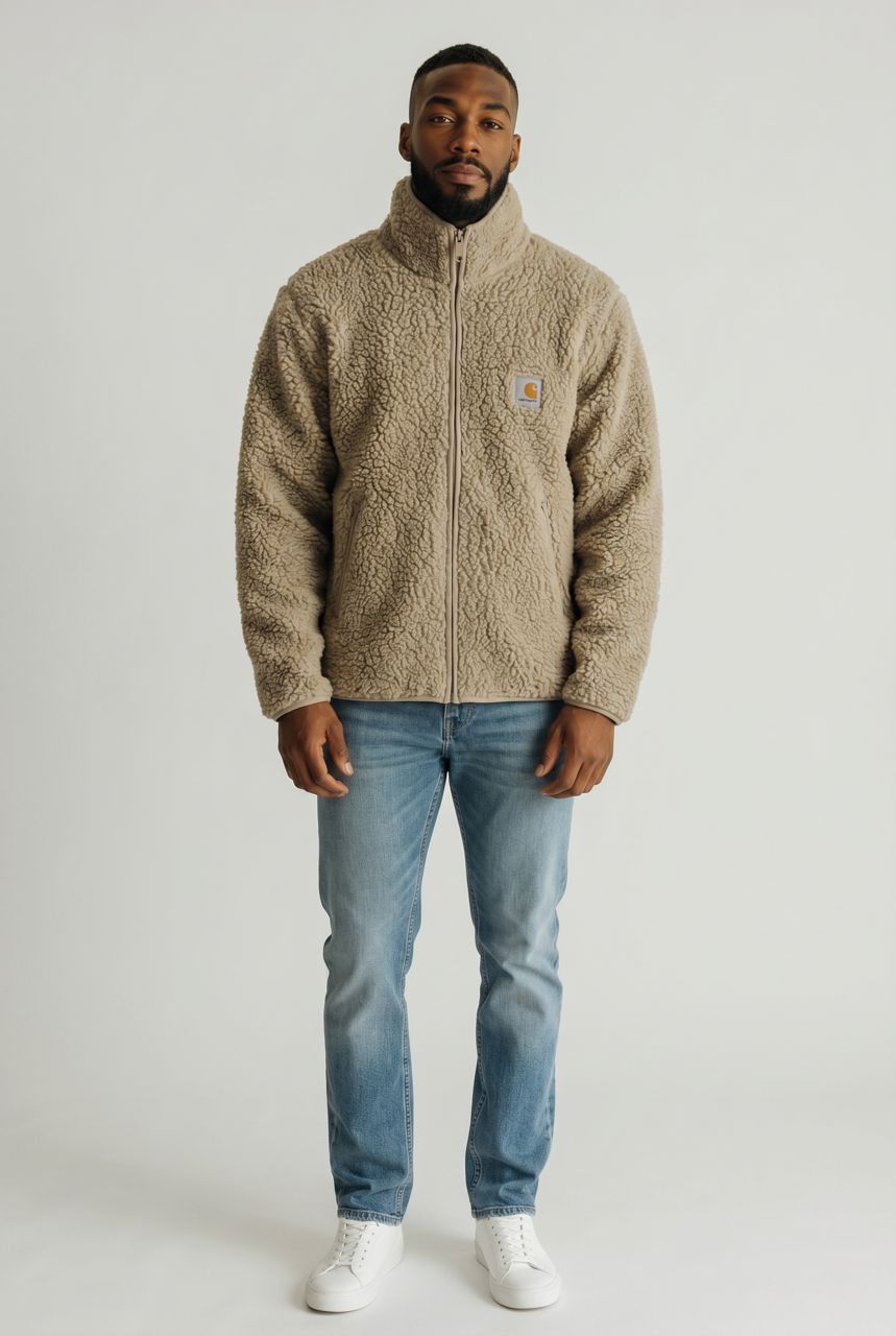 Carhartt Vintage Carhartt Sherpa Fleece Jacket Beige Leather Patch Size US M / EU 48-50 / 2 - 1 Thumbnail
