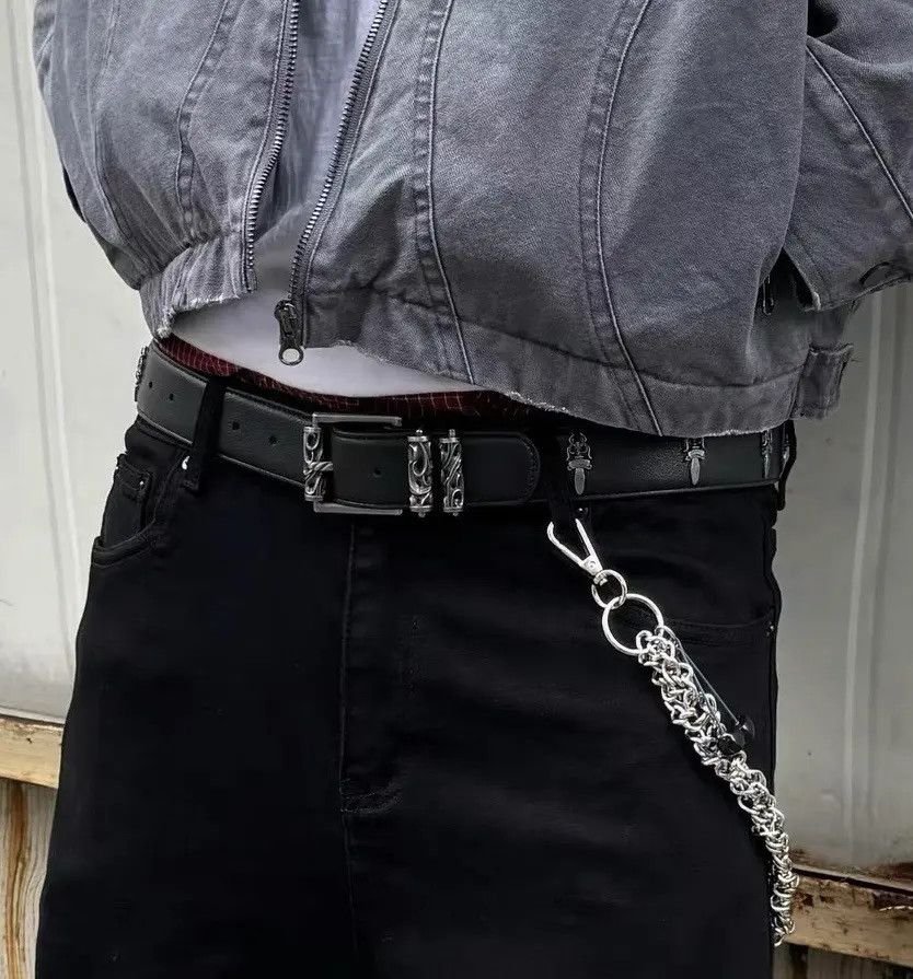 Japanese Brand × Vintage Retro punk rock y2k genuine leather belt Size ONE SIZE - 6 Thumbnail