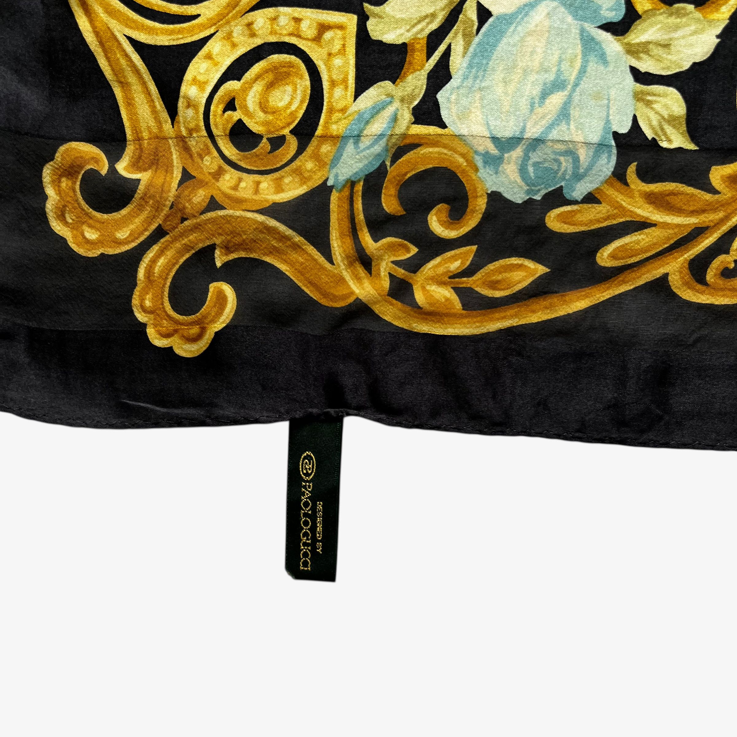 Paolo Gucci Vintage 80s Paolo Gucci Art Deco Floral Print Silk Scarf Size ONE SIZE - 3 Thumbnail