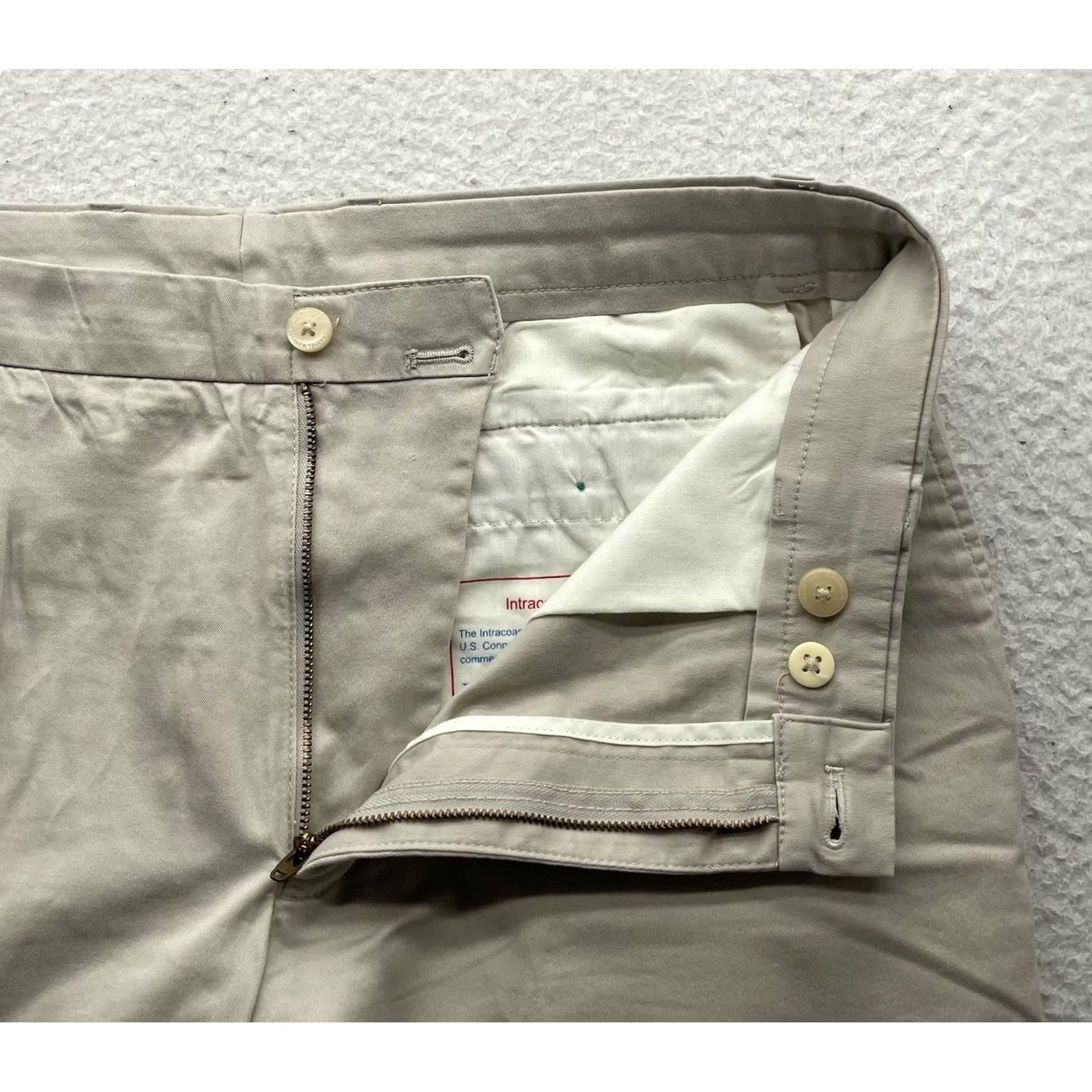 Southern Tide Southern Tides Khakis Pants Mens 35x30 Beige Solid Flat Front Zip Button Twill Casual Dress Pants Size US 35 - 4 Thumbnail