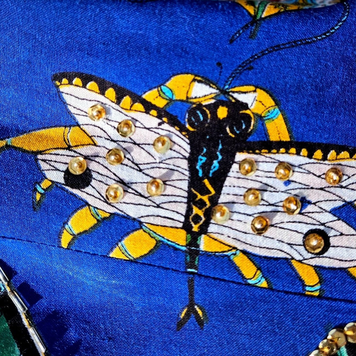 Vintage Symbol 2000 90s Beaded Soies Volantes Butterfly Blazer Rayon Size US L / EU 52-54 / 3 - 10 Thumbnail