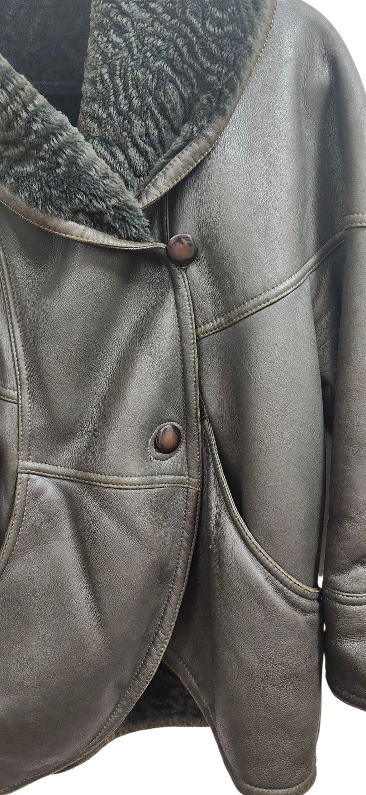 Other Umberto Olivieri Italy Leather Fur Coat Jacket Sparrling Size L / US 10 / IT 46 - 5 Thumbnail