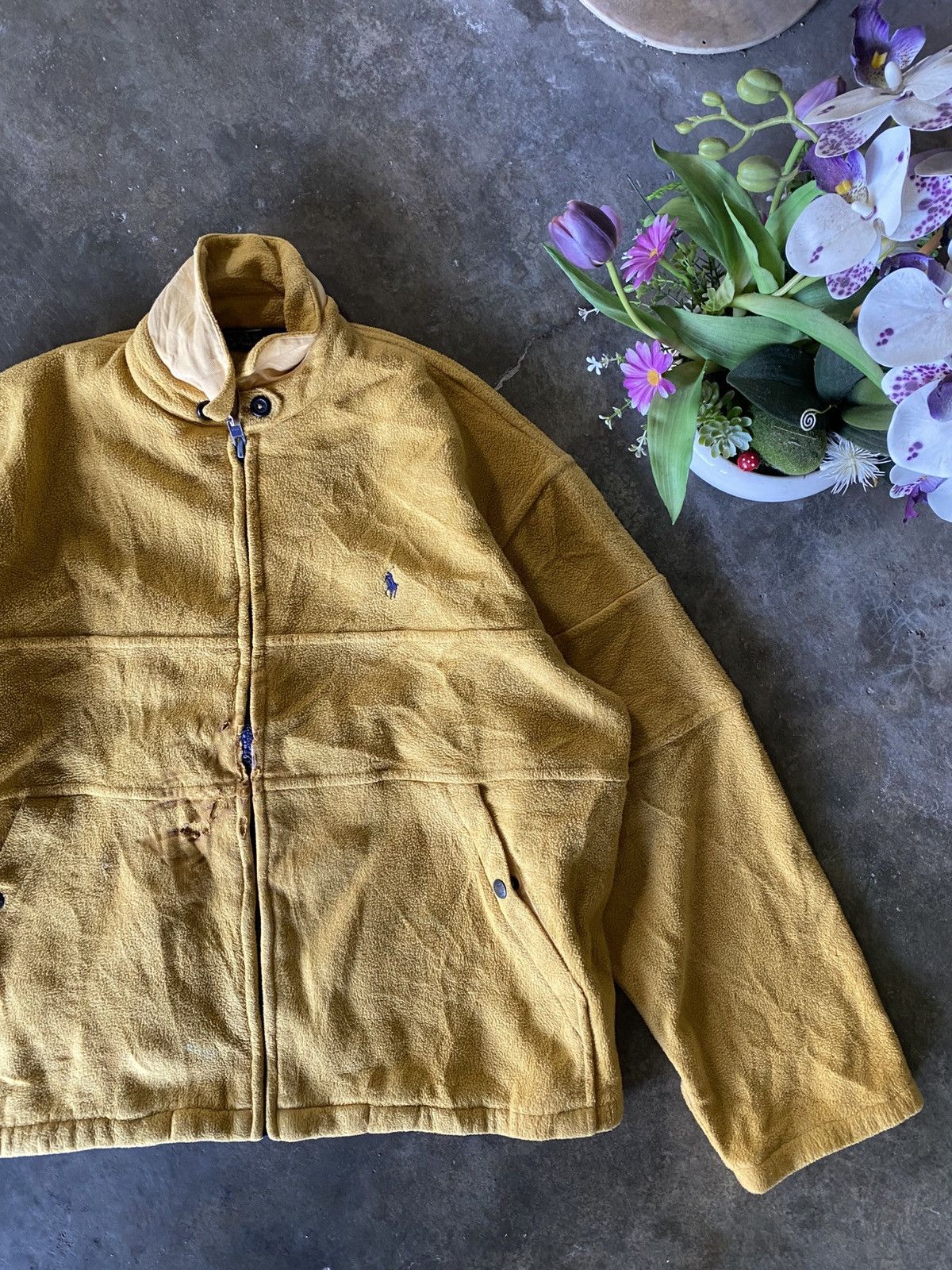 Polo Ralph Lauren VTG Mustard Polo Ralph Lauren Fleece Polartec faded Z4 Size US XL / EU 56 / 4 - 1 Thumbnail